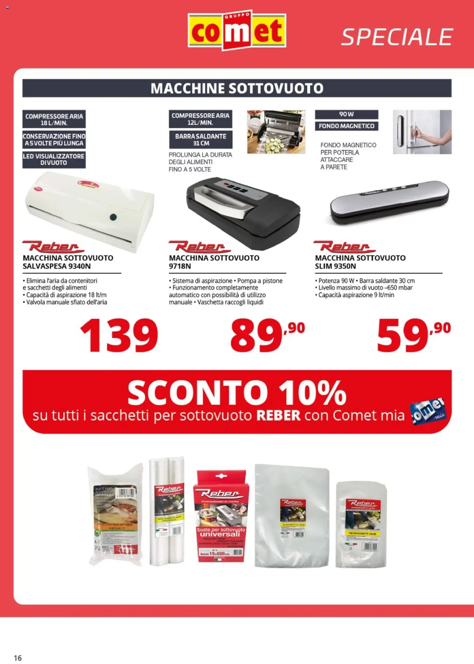 Volantino Comet del 20.03.2026 | Pagina: 16 | Prodotti: Macchina sottovuoto, Compressore