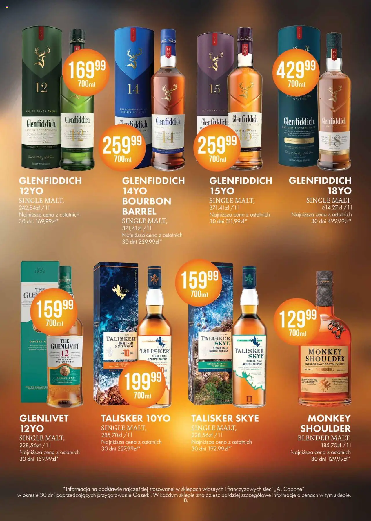 Al.Capone Gazetka od 08.09.2025 | Strona: 8 | Produkty: Bourbon, Whisky Single Malt, Gin, Whisky