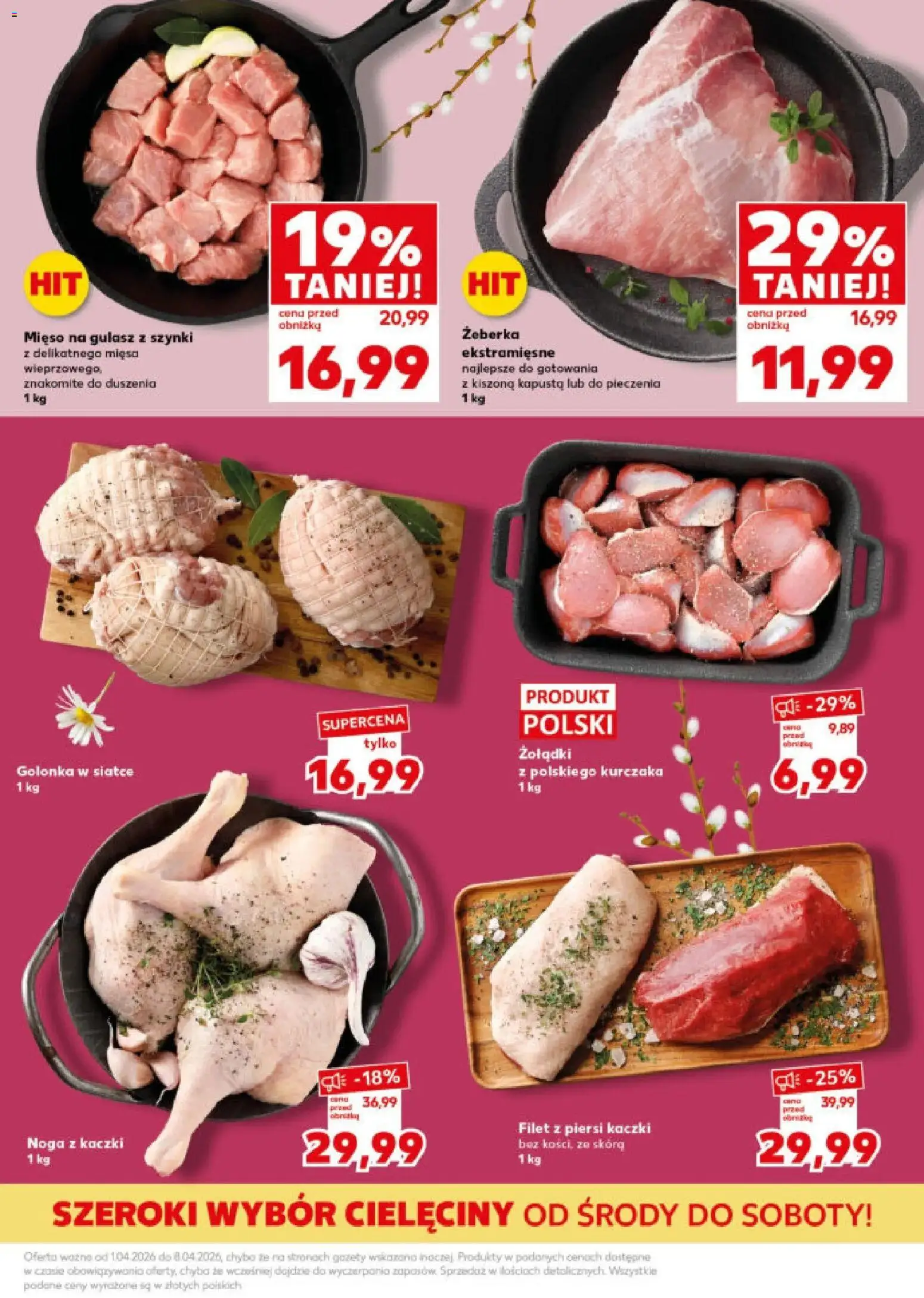 Kaufland gazetka - Mocny start od 07.04.2026 | Strona: 19 | Produkty: Mięso, Noga z kaczki, Mięso na gulasz, Gulasz