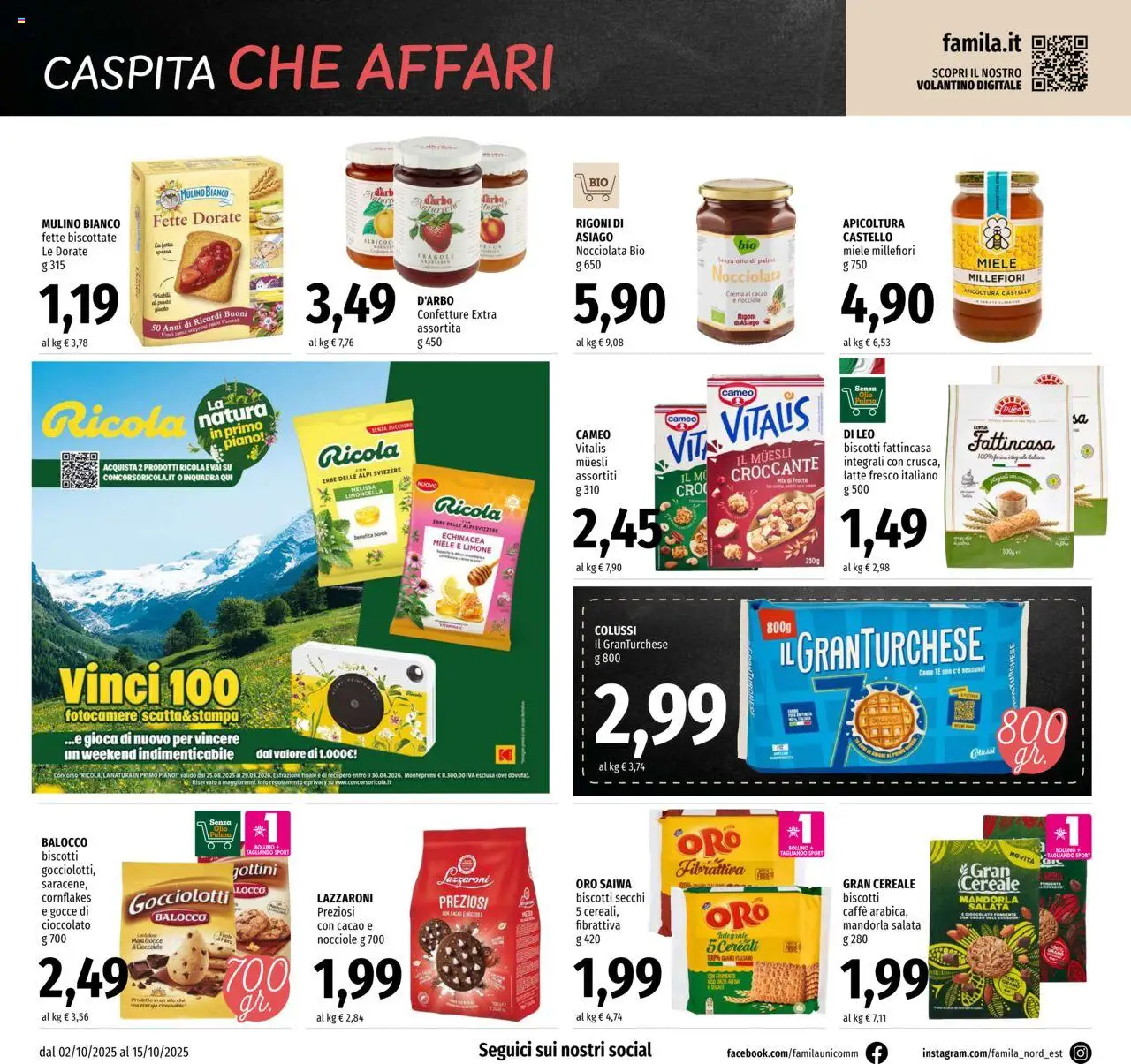 Volantino Famila del 02.10.2025 | Pagina: 12 | Prodotti: Tè, Cereali, Olio, Fette biscottate