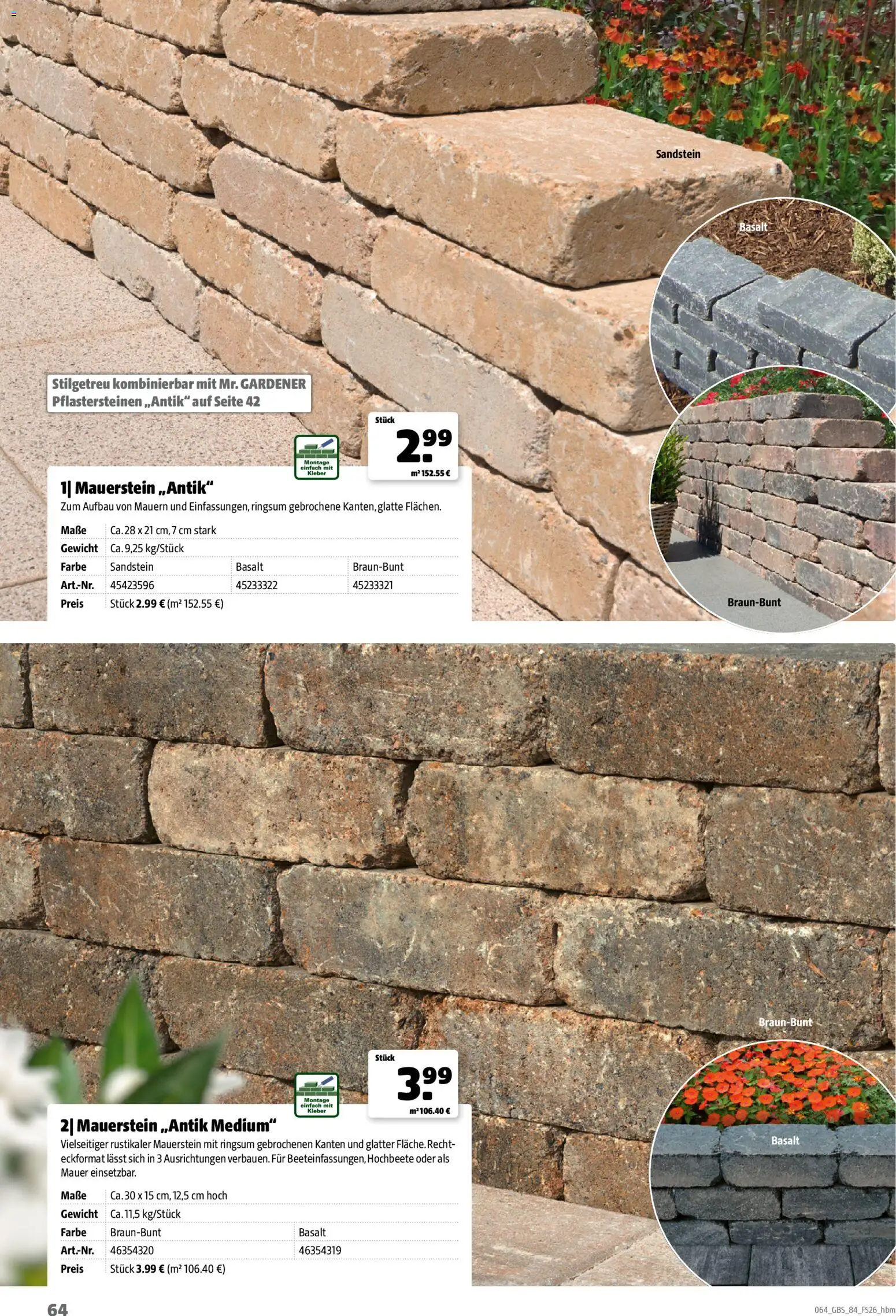 Hagebau Gartenbaustoffsortiment – gültig ab 02.03.2026 | Seite: 64 | Produkte: Gewicht