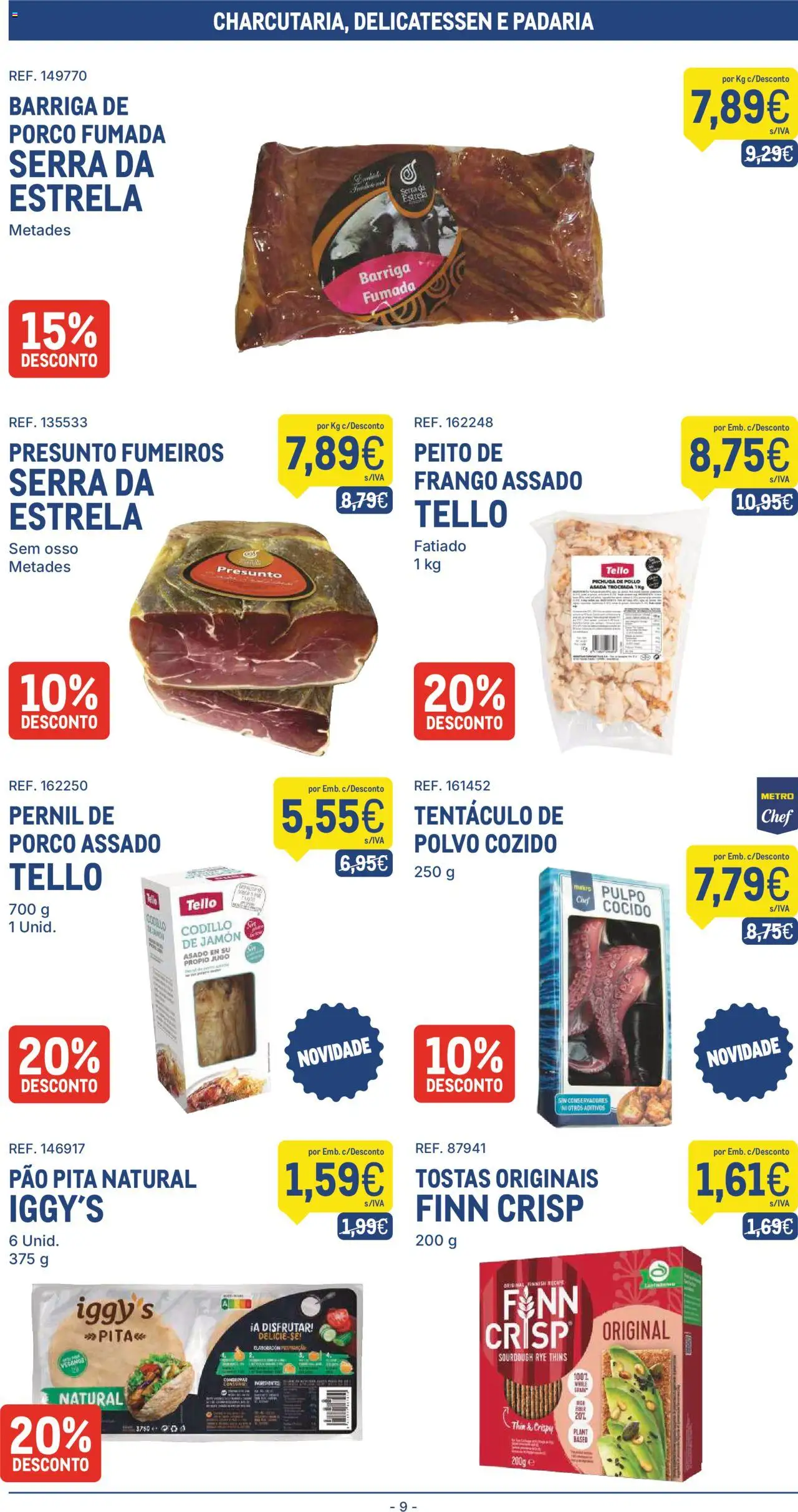 Makro folheto │ válido de 22.07.2025 | Página: 9 | Produtos: Frango, Padaria, Tostas, Polvo