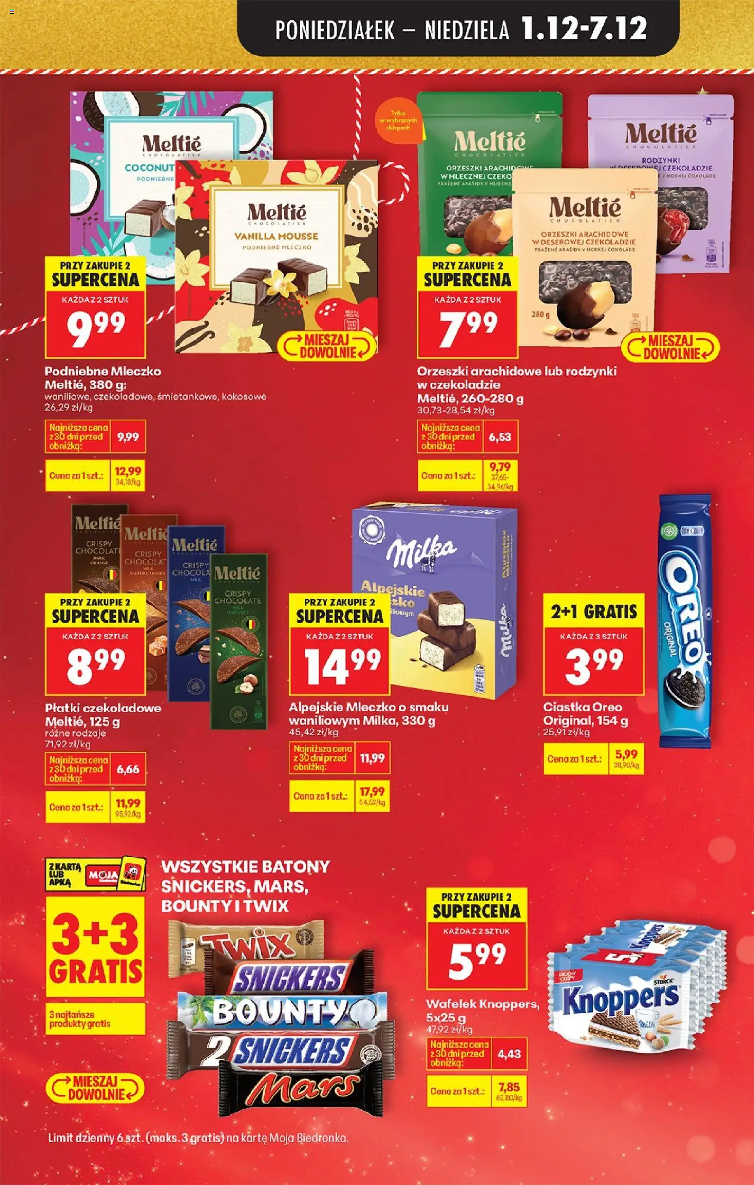 Biedronka gazetka od 01.12.2025 | Strona: 21 | Produkty: Knoppers, Płatki, Ciastka, Podniebne mleczko