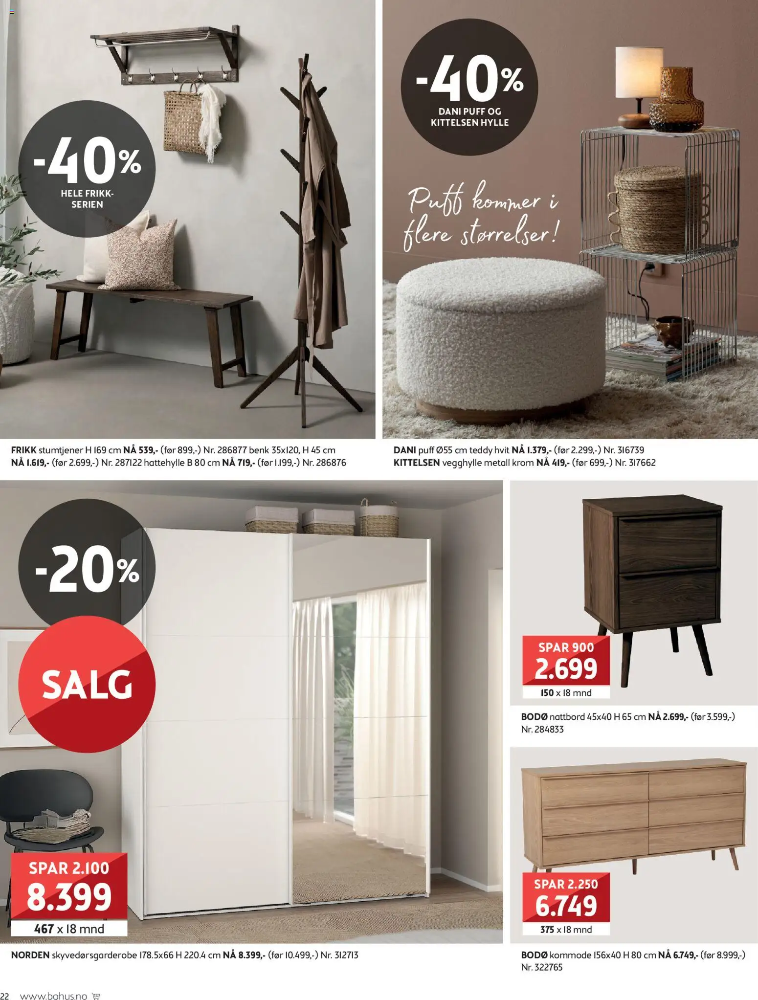 {H1} | Side: 22 | Produkter: Benk, Hattehylle, Kommode, Nattbord