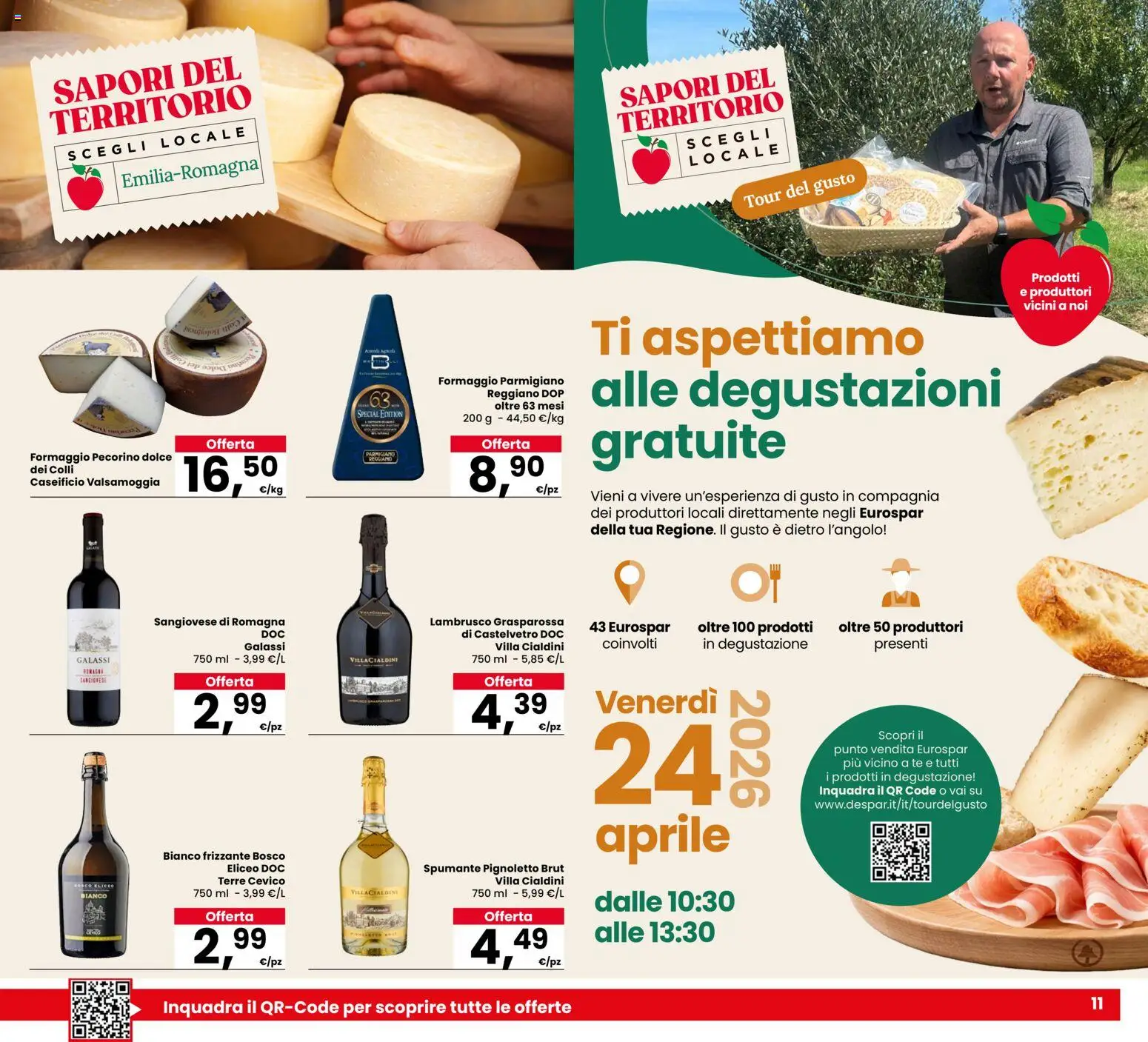 Volantino Eurospar del 21.04.2026 | Pagina: 11 | Prodotti: Formaggio, Spumante, Parmigiano, Pecorino