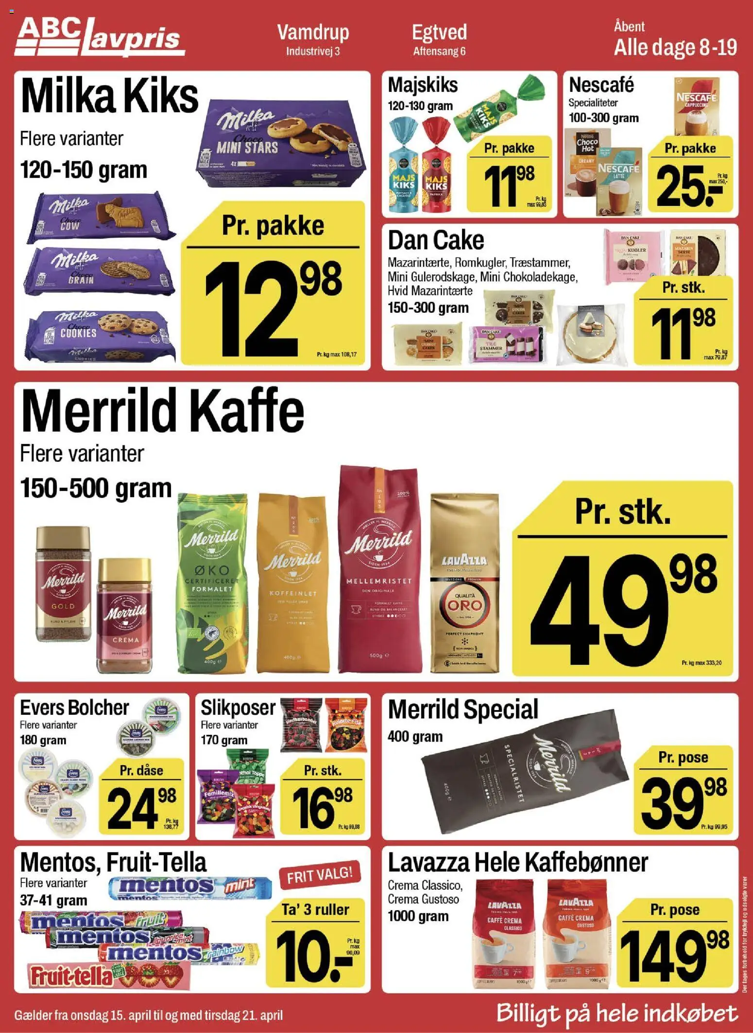 Abc Lavpris tilbudsavis – gyldig fra 15.04.2026 | Side: 9 | Produkter: Kaffe, Cookies, Majs, Mazarintærte