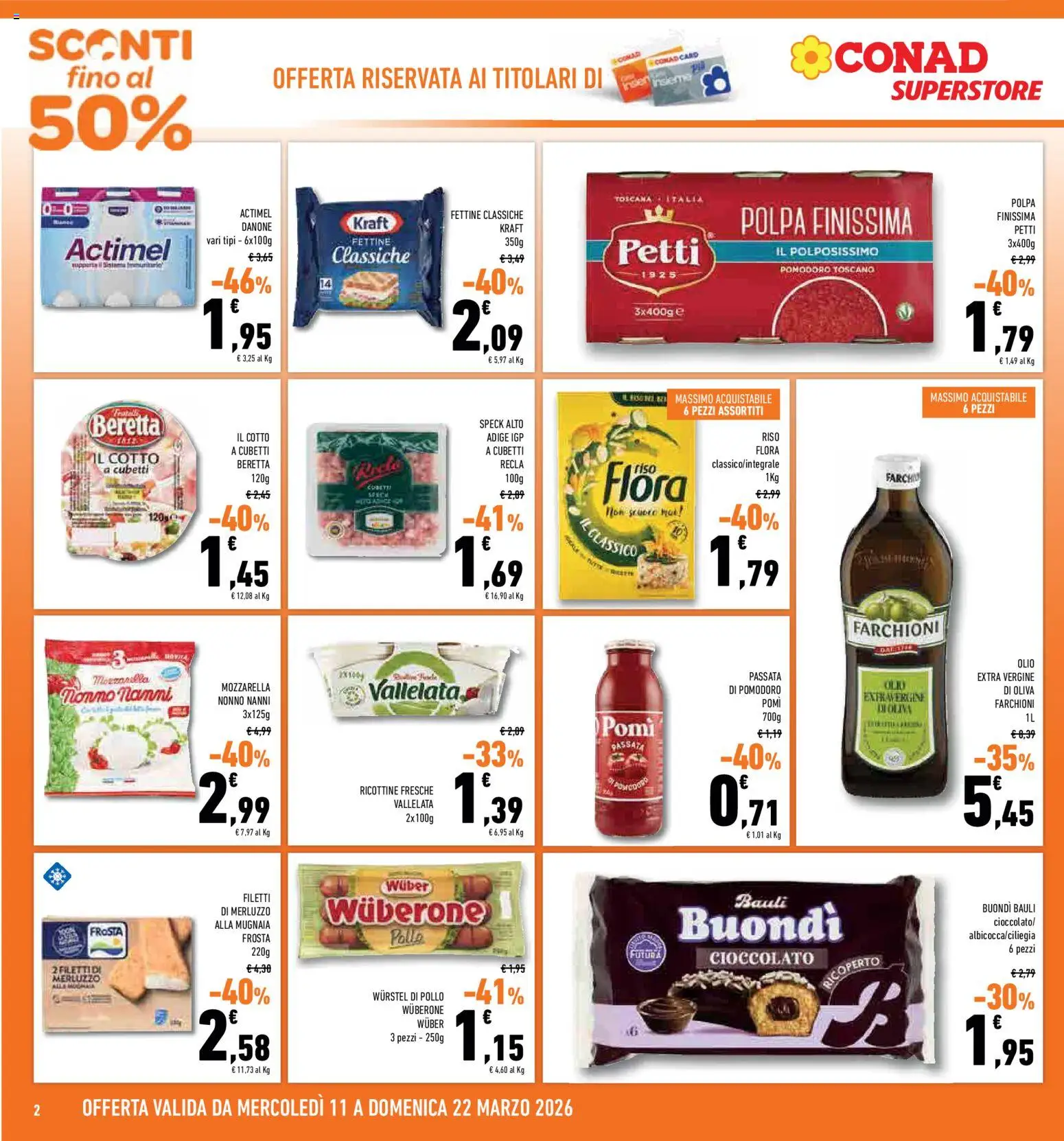 Volantino Conad del 11.03.2026 | Pagina: 2 | Prodotti: Cioccolato, Merluzzo, Olio, Olio extra vergine