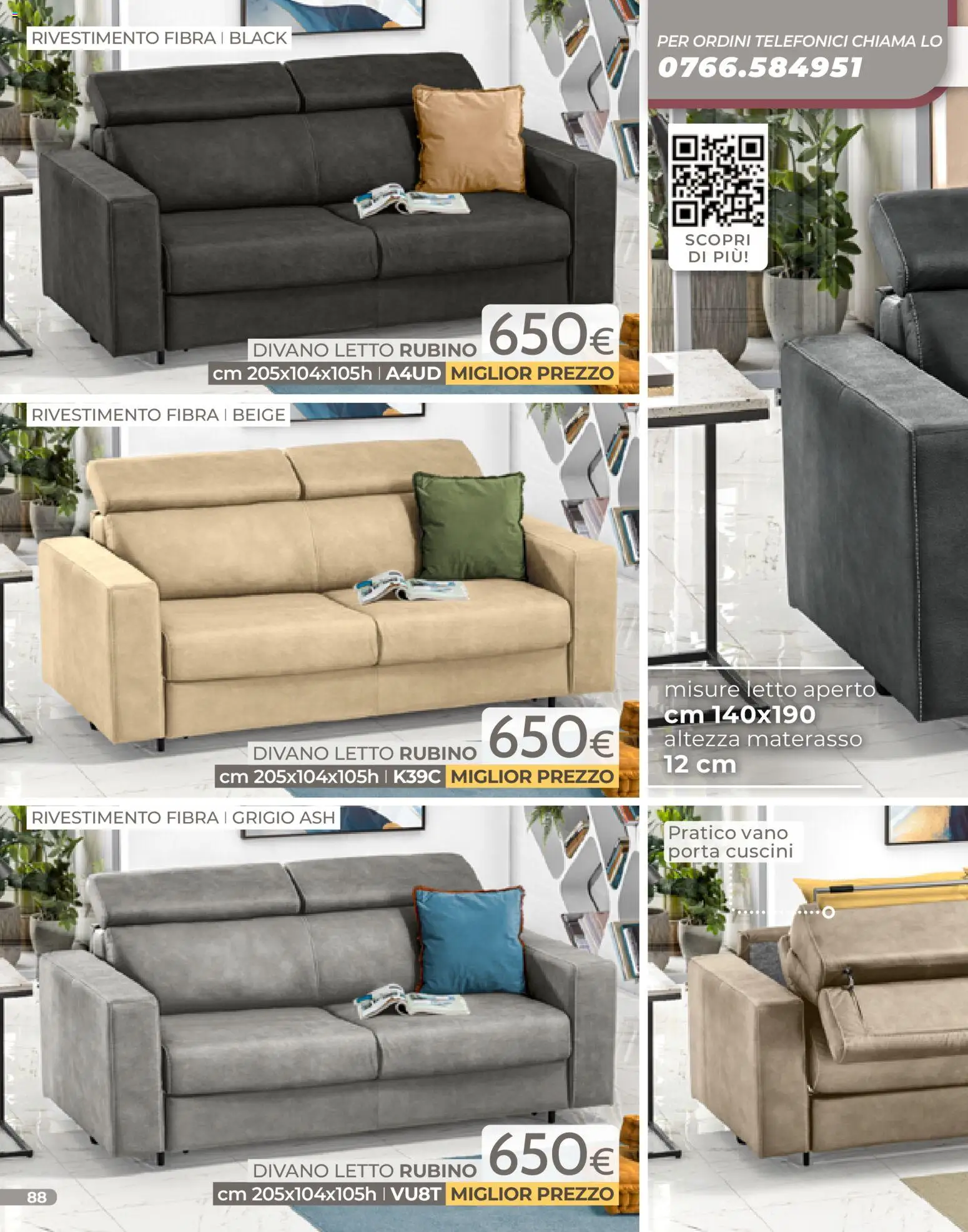 Volantino Mondo Convenienza del 04.01.2026 | Pagina: 88 | Prodotti: Divano letto, Letto, Materasso, Divano