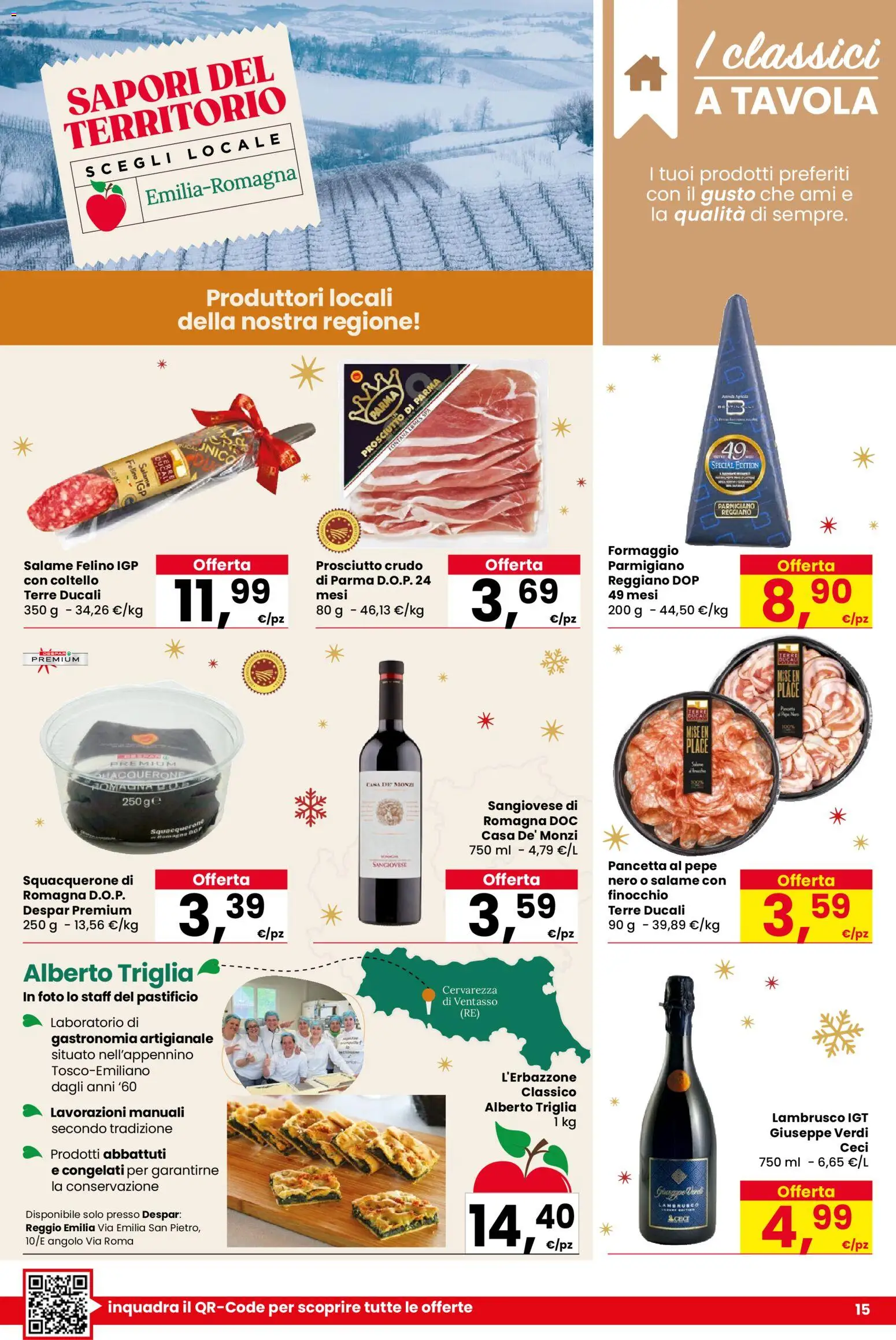 Volantino Despar del 16.12.2025 | Pagina: 15 | Prodotti: Prosciutto Crudo, Pancetta, Formaggio, Prosciutto