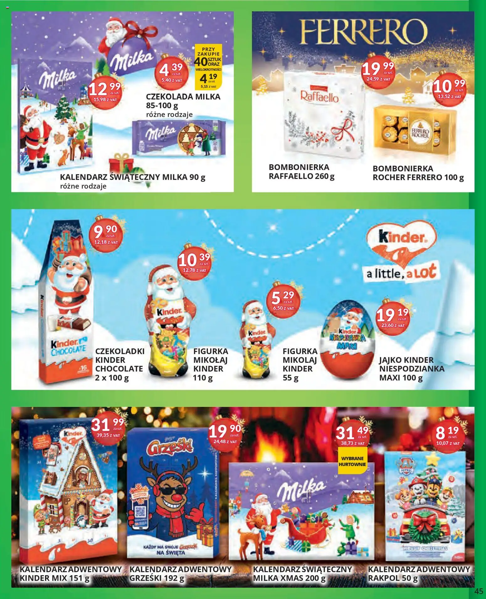 Eurocash Gazetka od 17.11.2025 | Strona: 45 | Produkty: Czekoladki, Kalendarz adwentowy, Kalendarz, Czekolada milka