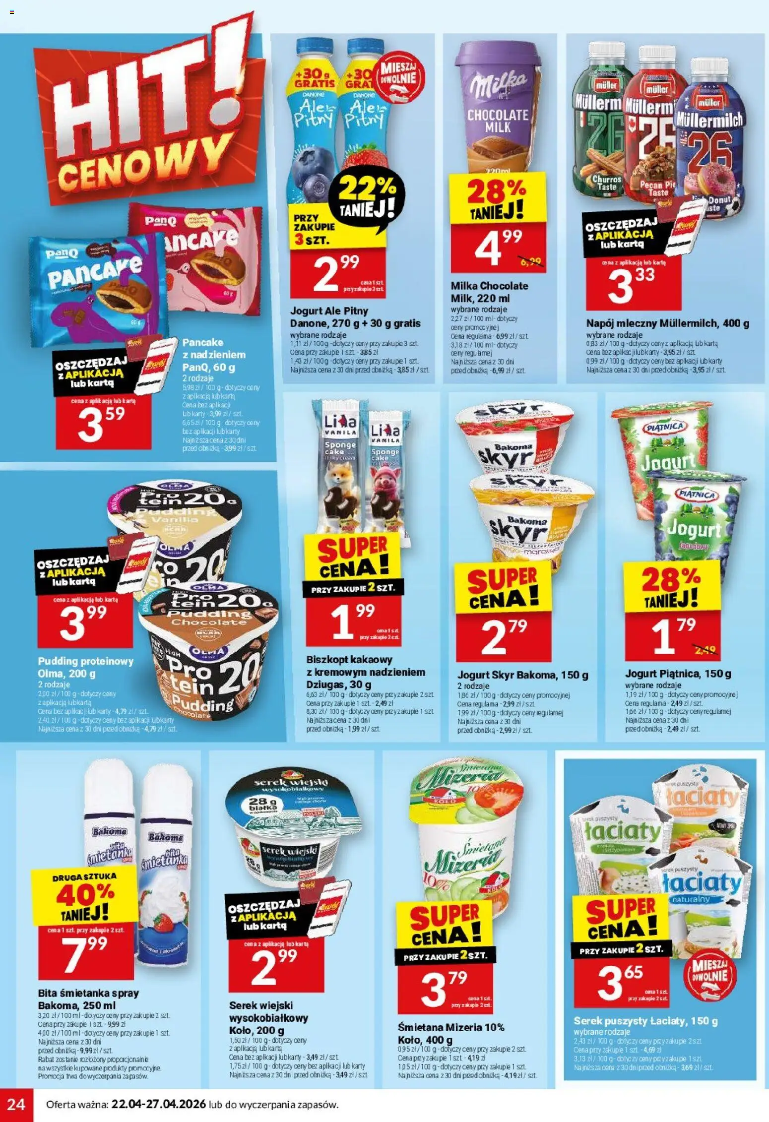 Twój Market gazetka od 22.04.2026 | Strona: 24 | Produkty: Bita śmietanka, Milka, Serek wiejski, Skyr