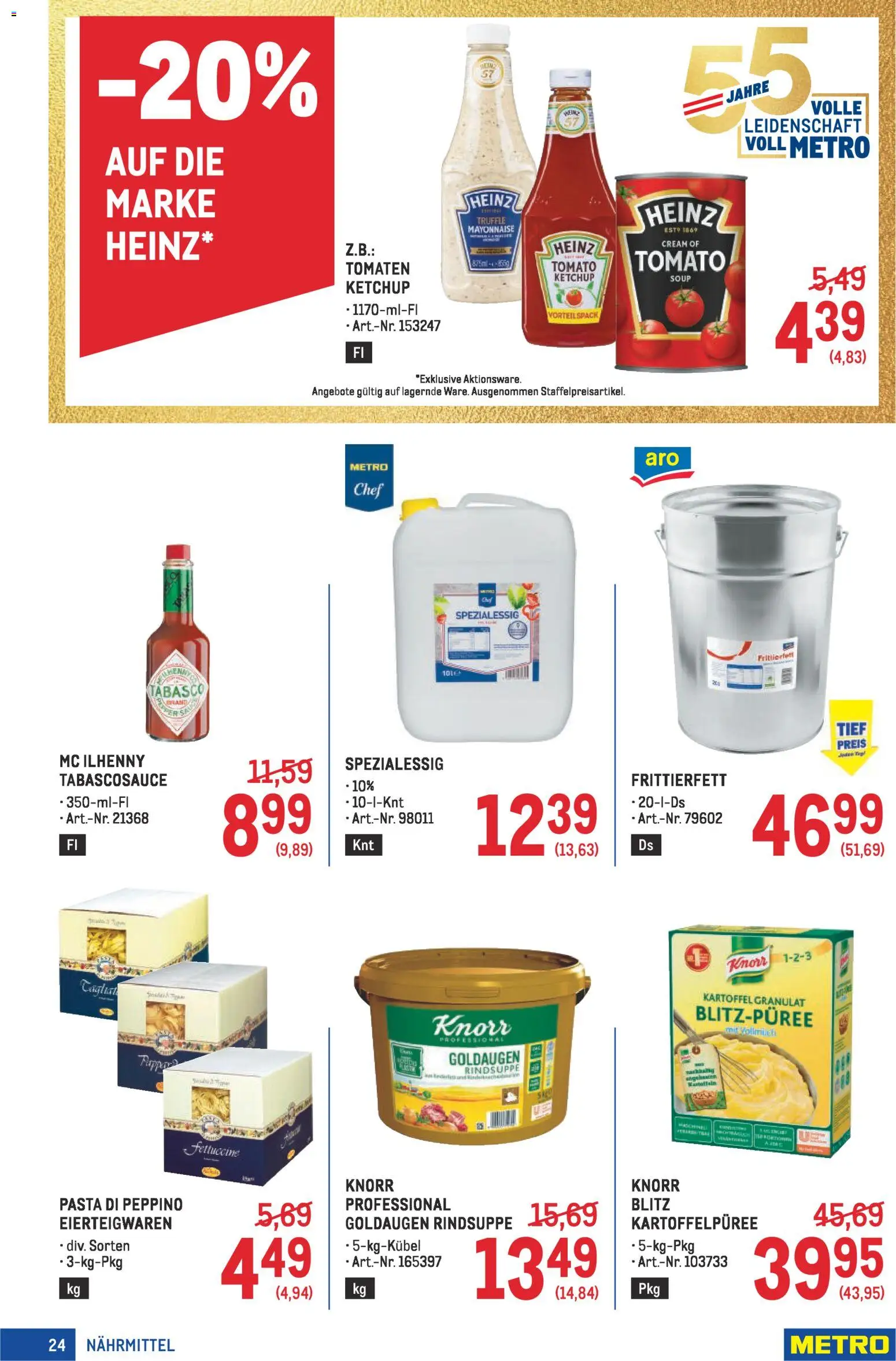 Metro angebote Profi gültig ab 16.04.2026 | Seite: 24 | Produkte: Pasta, Ketchup, Mayonnaise, Tomaten