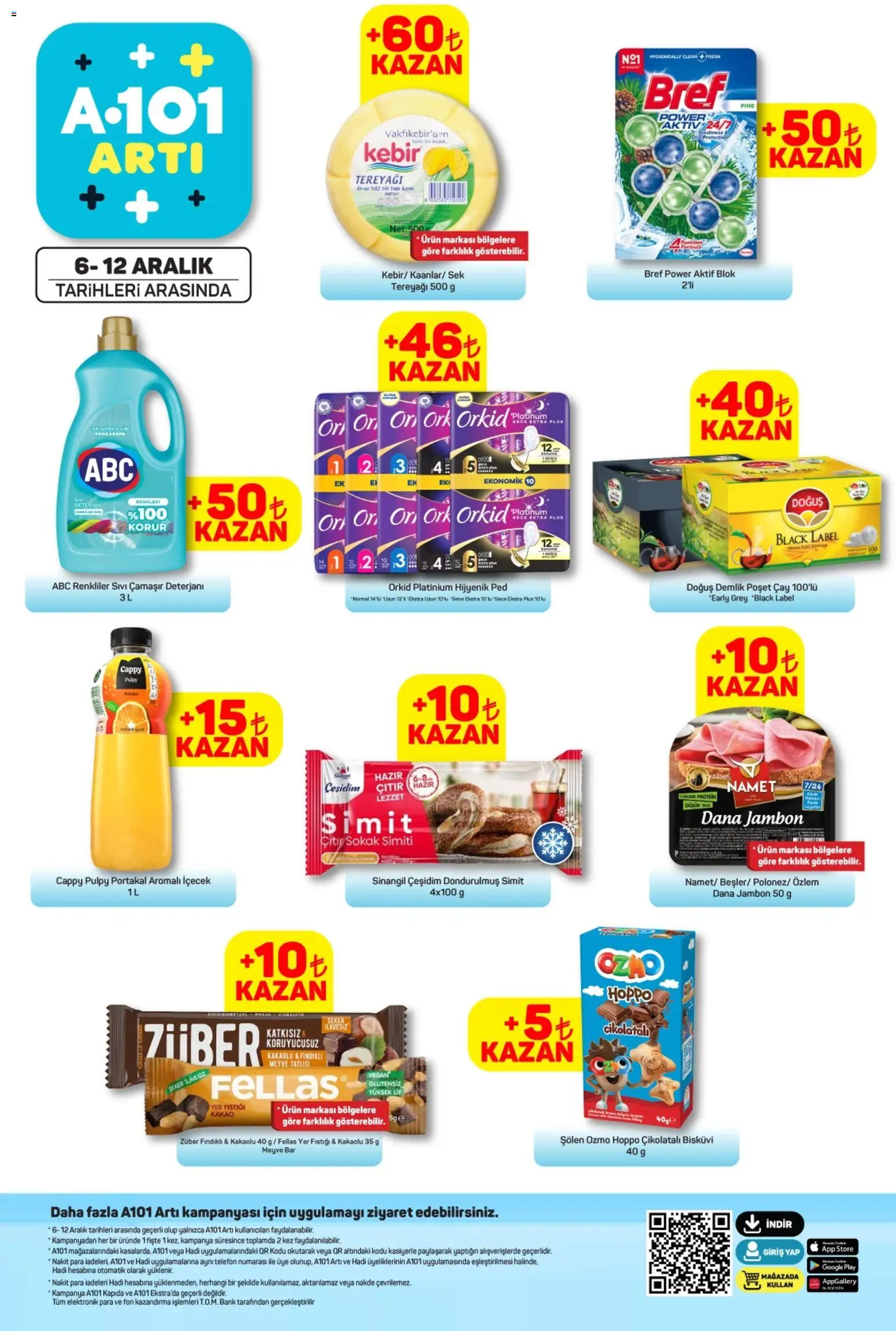 A101 Arti - 06.12.2025 tarihinden itibaren geçerlidir | Sayfa: 1 | Ürünler: Tereyağı, Çamaşır deterjanı, Jambon, Bisküvi