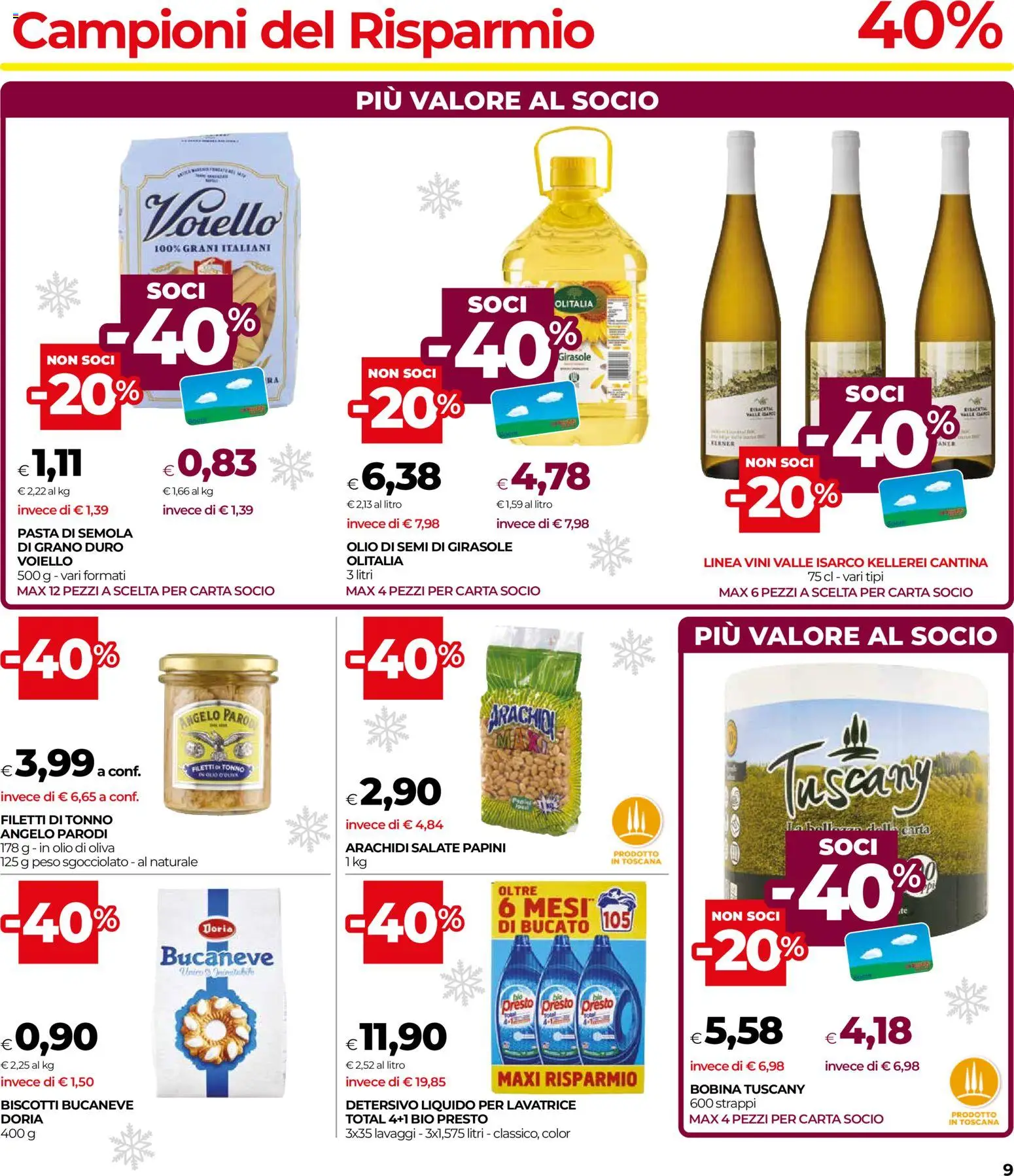 Volantino COOP del 27.12.2025 | Pagina: 9 | Prodotti: Biscotti, Arachidi, Olio di semi di girasole, Olio di Oliva