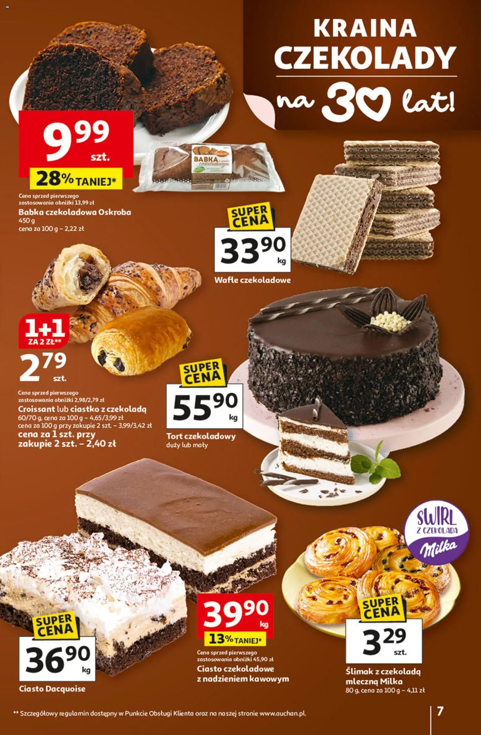Auchan Gazetka - 30 Lat Hipermarket od 22.01.2026 | Strona: 7 | Produkty: Czekoladowa, Czekolada milka, Ciasto czekoladowe, Babka
