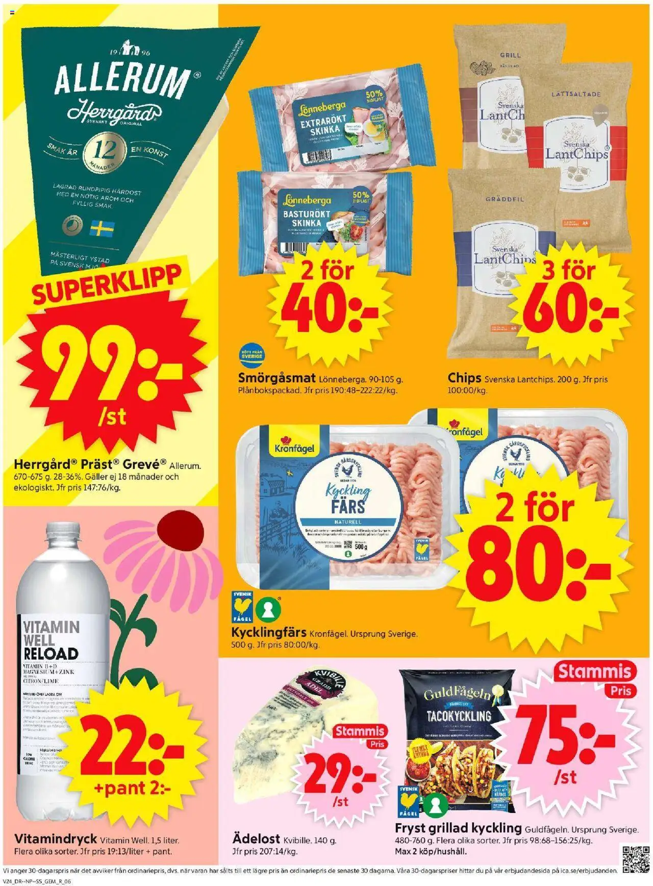 ICA Supermarket reklamblad aktuell från 09.06.2025 | Sida: 8 | Produkter: Grill, Chips, Skinka, Gräddfil