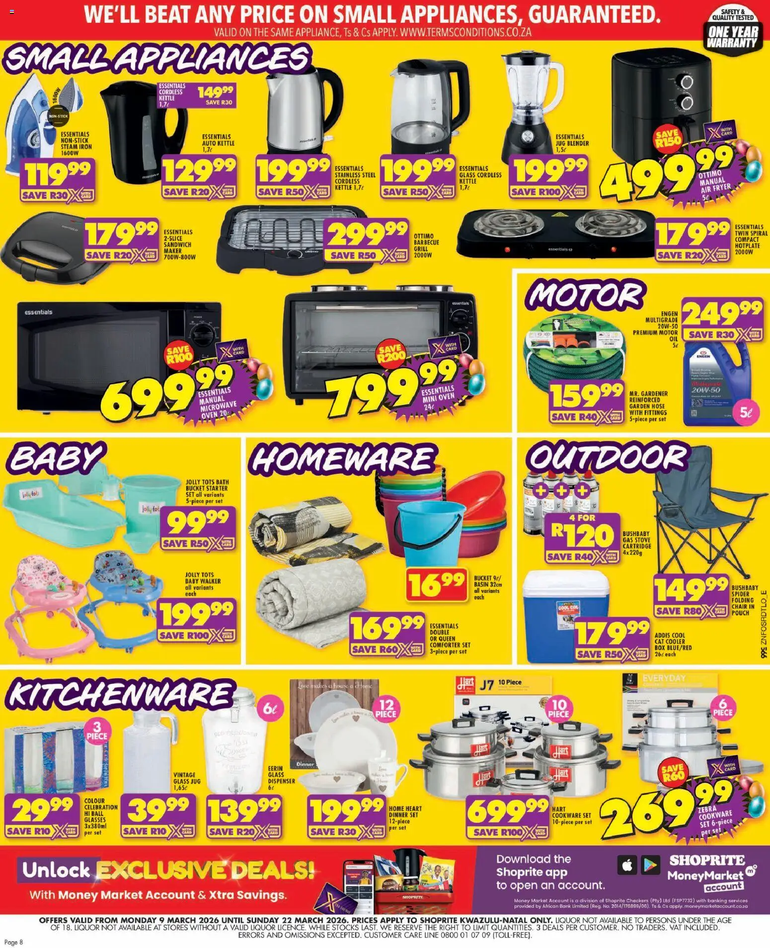 New Shoprite catalogue – valid from 09.03.2026 | Page: 8 | Products: Glasses, Oven, Cookware, Gas stove