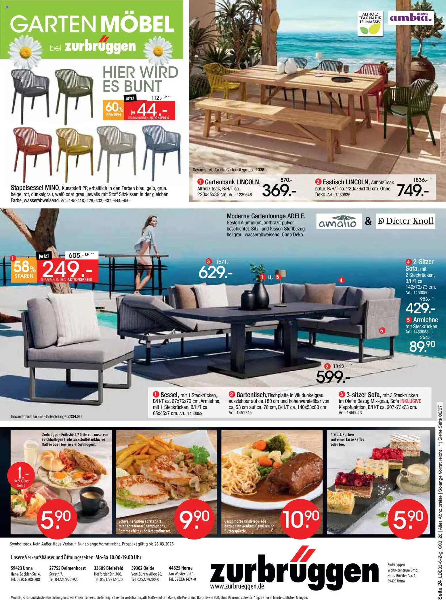 Zurbrüggen Bonus Sonder-Tage – gültig ab 15.03.2026 | Seite: 42 | Produkte: Esstisch, Sekt, Gemüse, Kuchen
