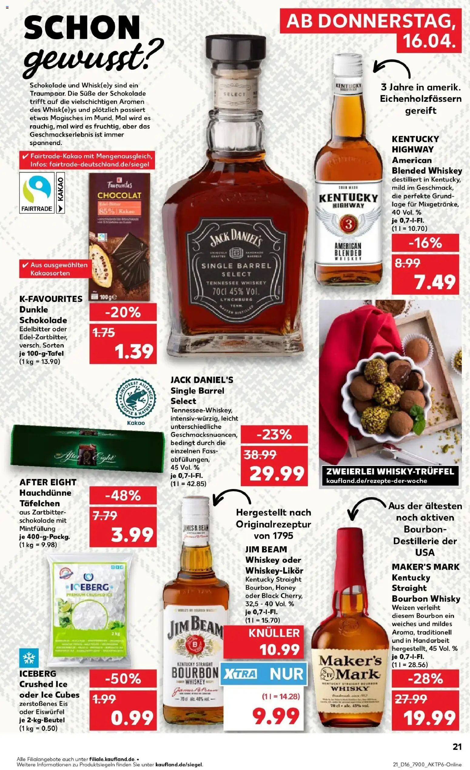 Kaufland Prospekt Heinsberg	 – gültig ab 16.04.2026 | Seite: 21 | Produkte: Whisky, Jim beam, Jack Daniel's, Bourbon