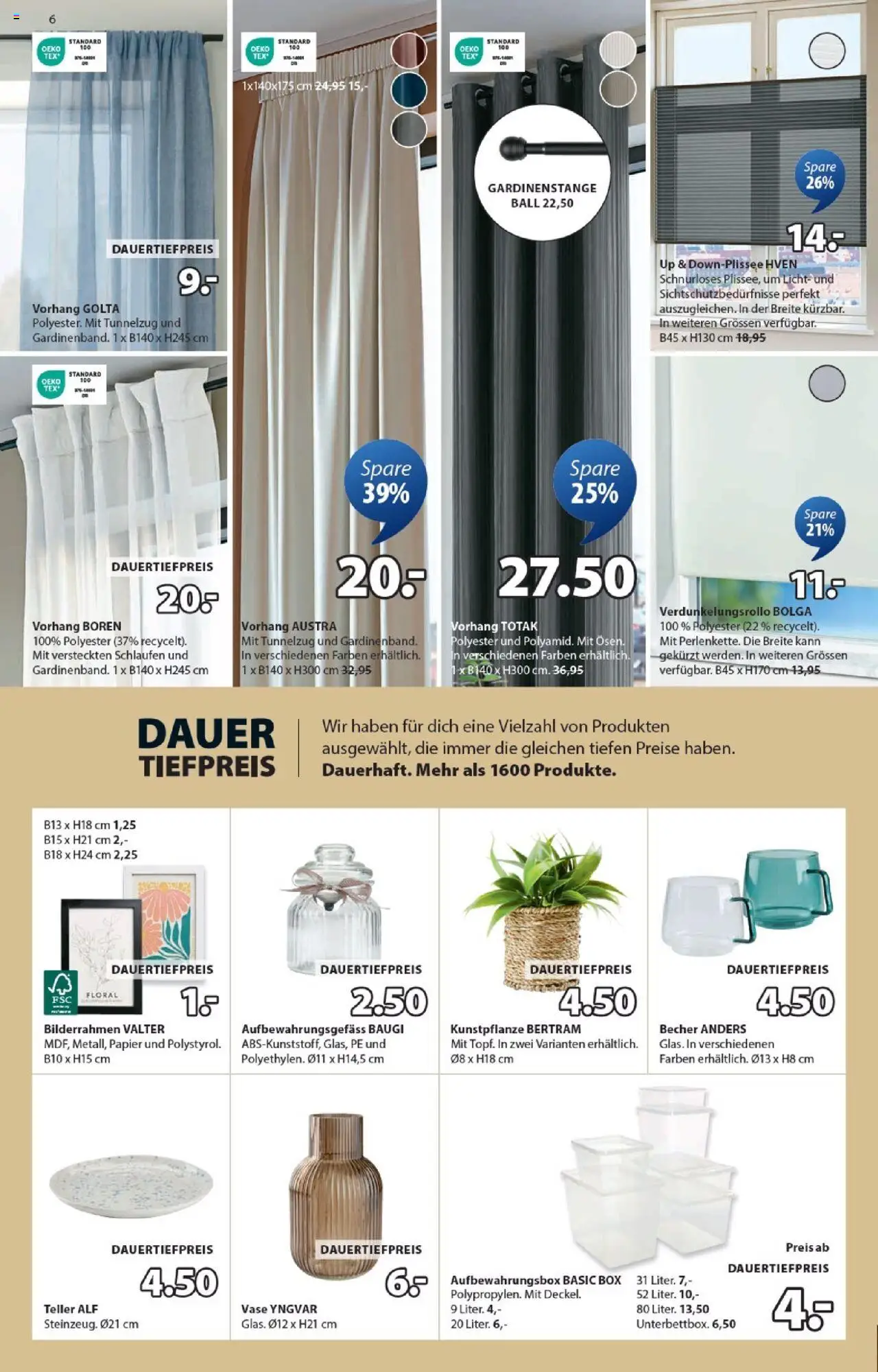 JYSK Aktionen – gültig ab 21.10.2025 | Seite: 6 | Produkte: Box, Vase, Vorhang