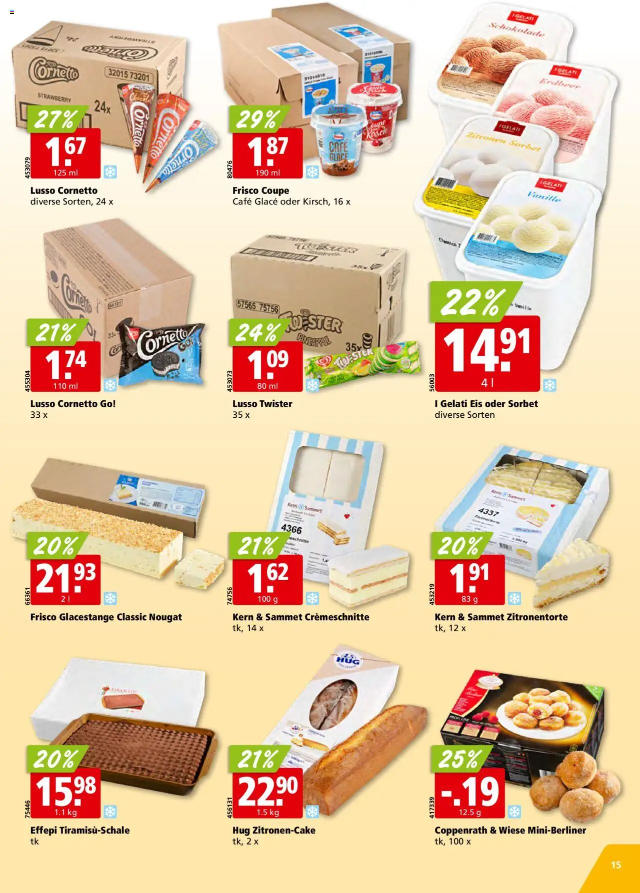 Aligro Aktionen Schlieren, Gossau SG, Frauenfeld, Rapperswil-Jona, Sargans, Bern, Brüttisellen, Pratteln, Emmen, Spreitenbach – gültig ab 15.09.2025 | Seite: 15 | Produkte: Kammerjunker, Glace, Schokolade, Eis