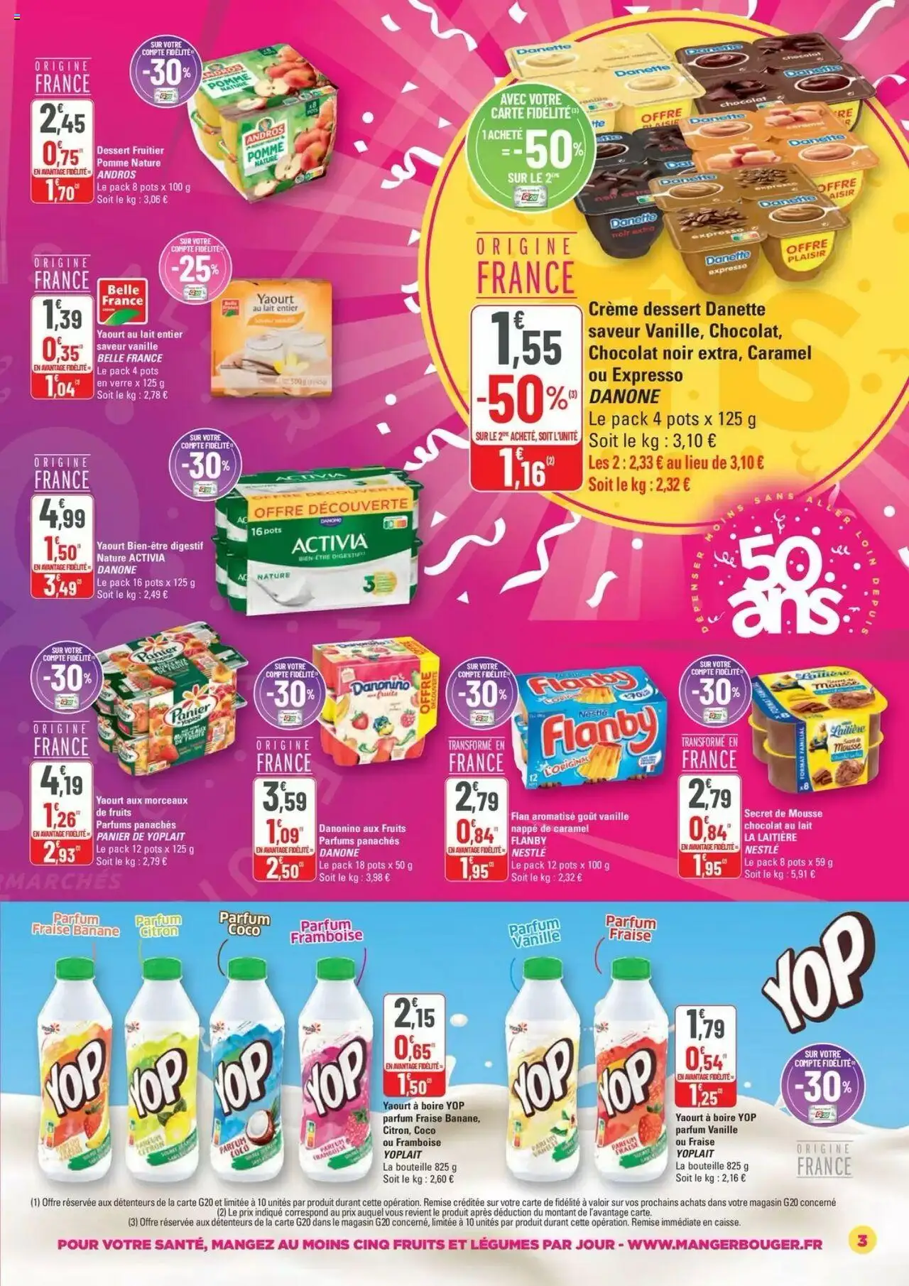  | Page: 3 | Produits: Pomme, Yaourt à boire, Panier, Crème