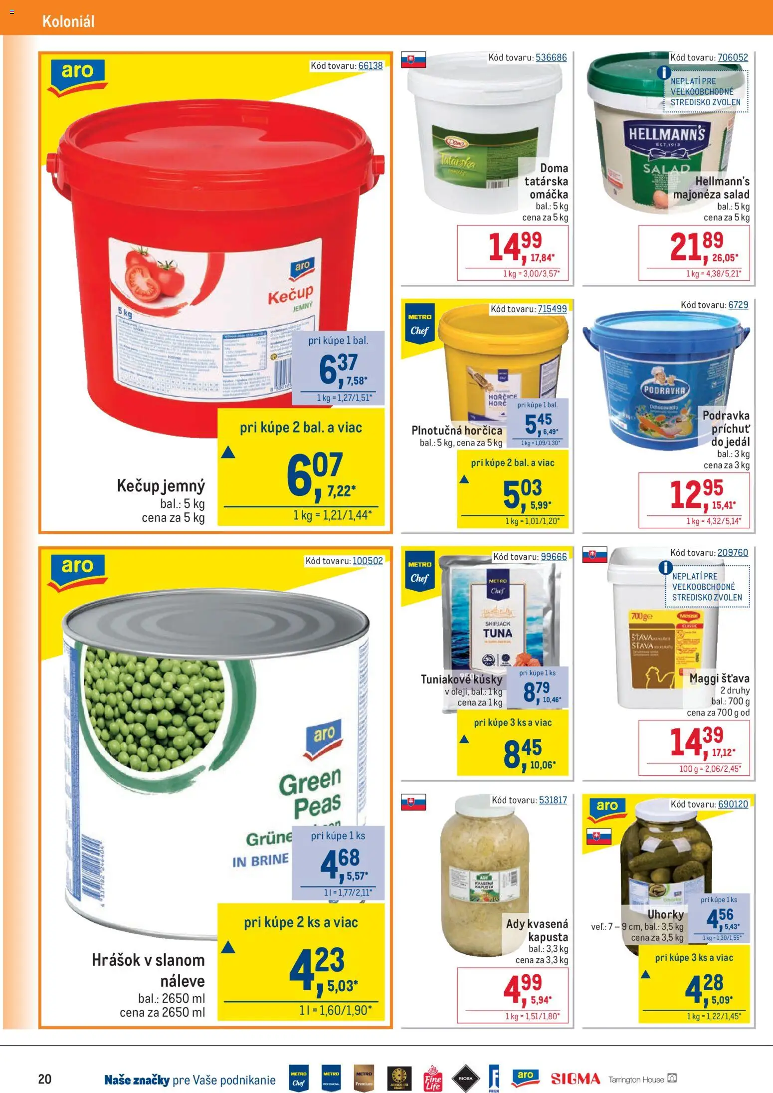 Nové Metro akcie – leták je platný od 10.12.2025 | Strana: 20 | Produkty: Kapusta, Hrášok, Kečup, Omáčka