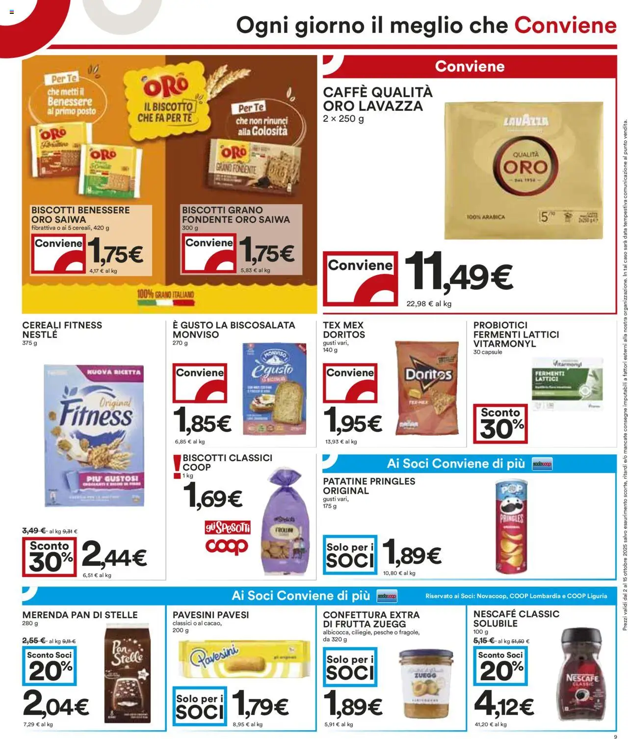 Volantino COOP del 02.10.2025 | Pagina: 9 | Prodotti: Tè, Cereali, Biscotti, Lavazza