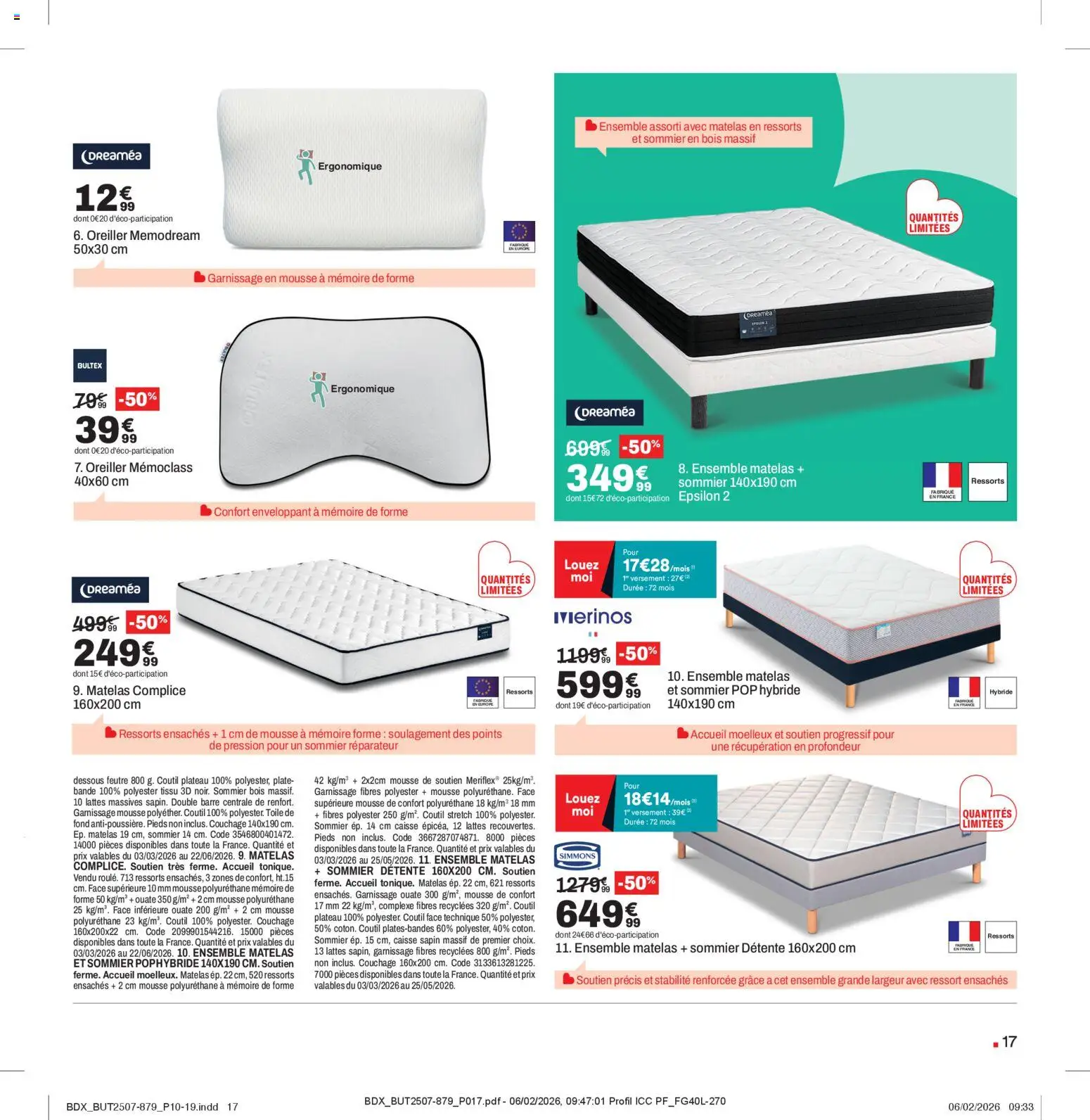 {H1} | Page: 17 | Produits: Mousse, Matelas, Oreiller, Sommier