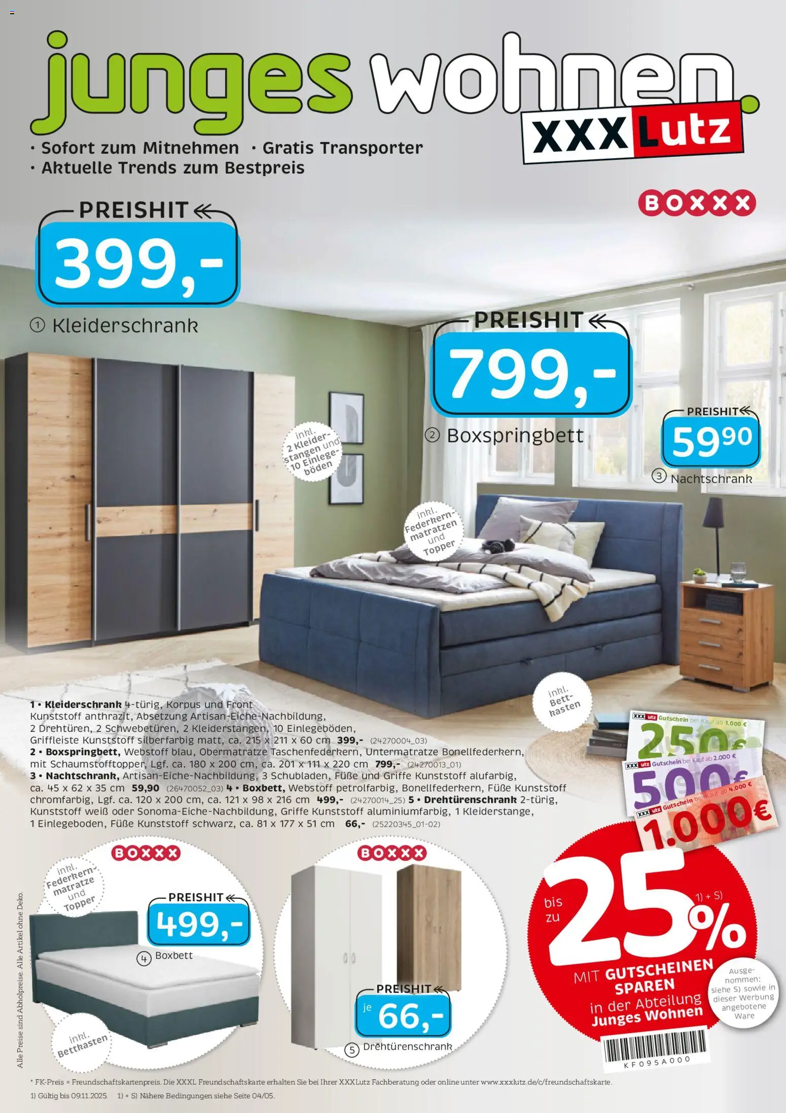 XXXL Lutz Junges Wohnen – gültig ab 26.10.2025 | Seite: 1 | Produkte: Bett, Matratze, Kleiderschrank, Drehtürenschrank
