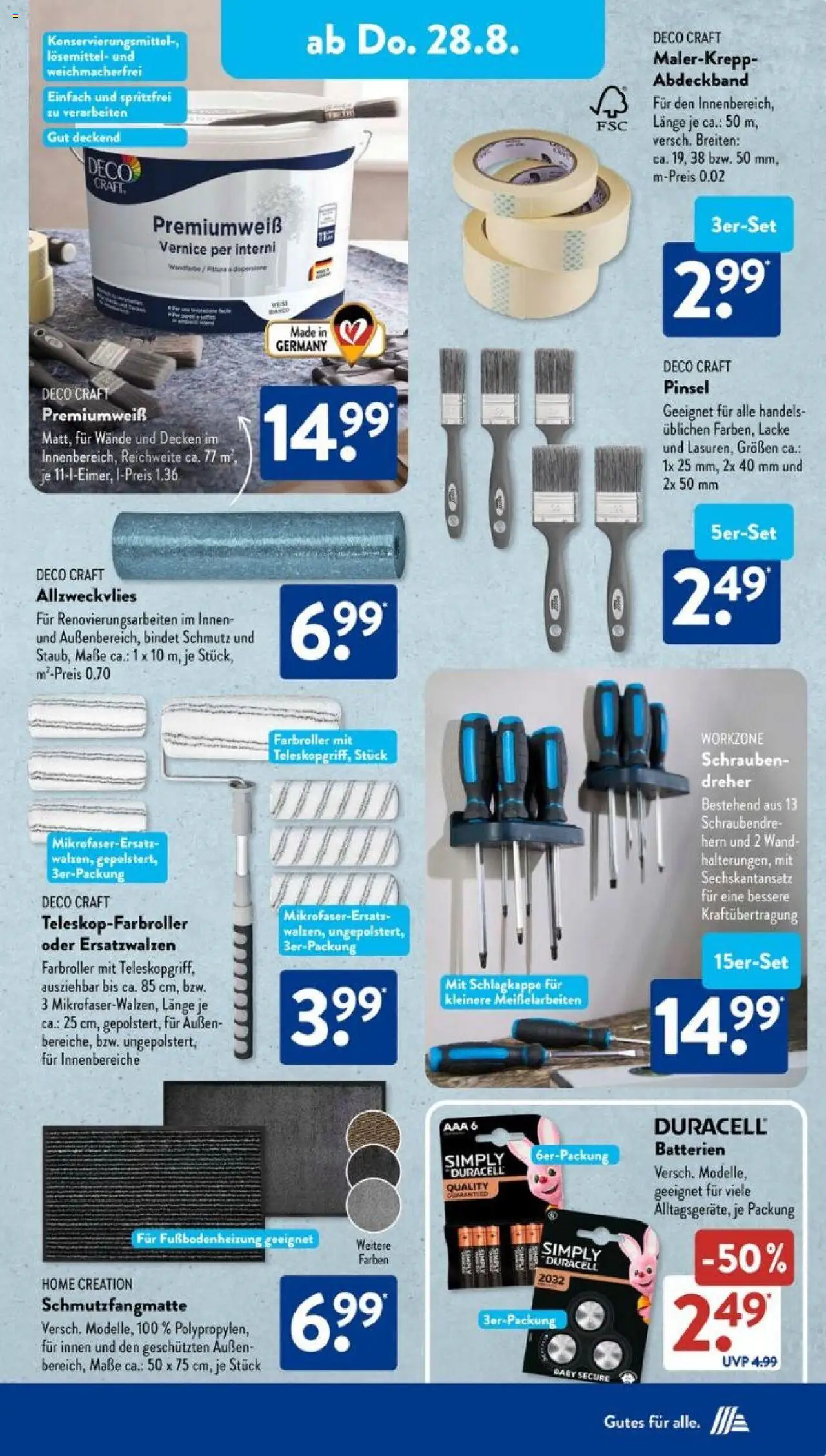 Aldi Süd Prospekt 	 - gültig ab dem 25.08.2025 | Seite: 11 | Produkte: Batterien, Schmutzfangmatte, Pinsel, Home creation