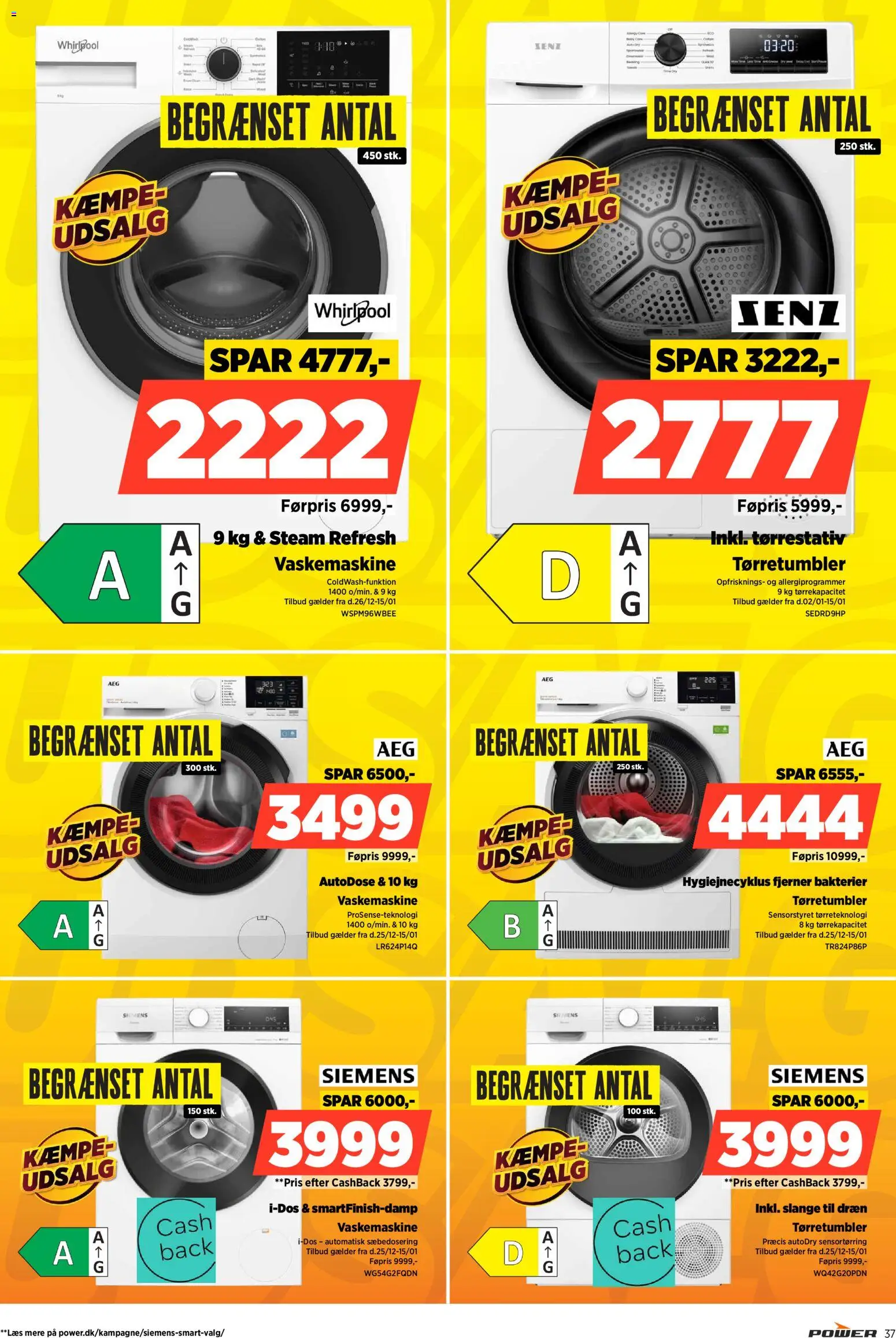 Power tilbudsavis – gyldig fra 02.01.2026 | Side: 37 | Produkter: Vaskemaskine, Tørretumbler