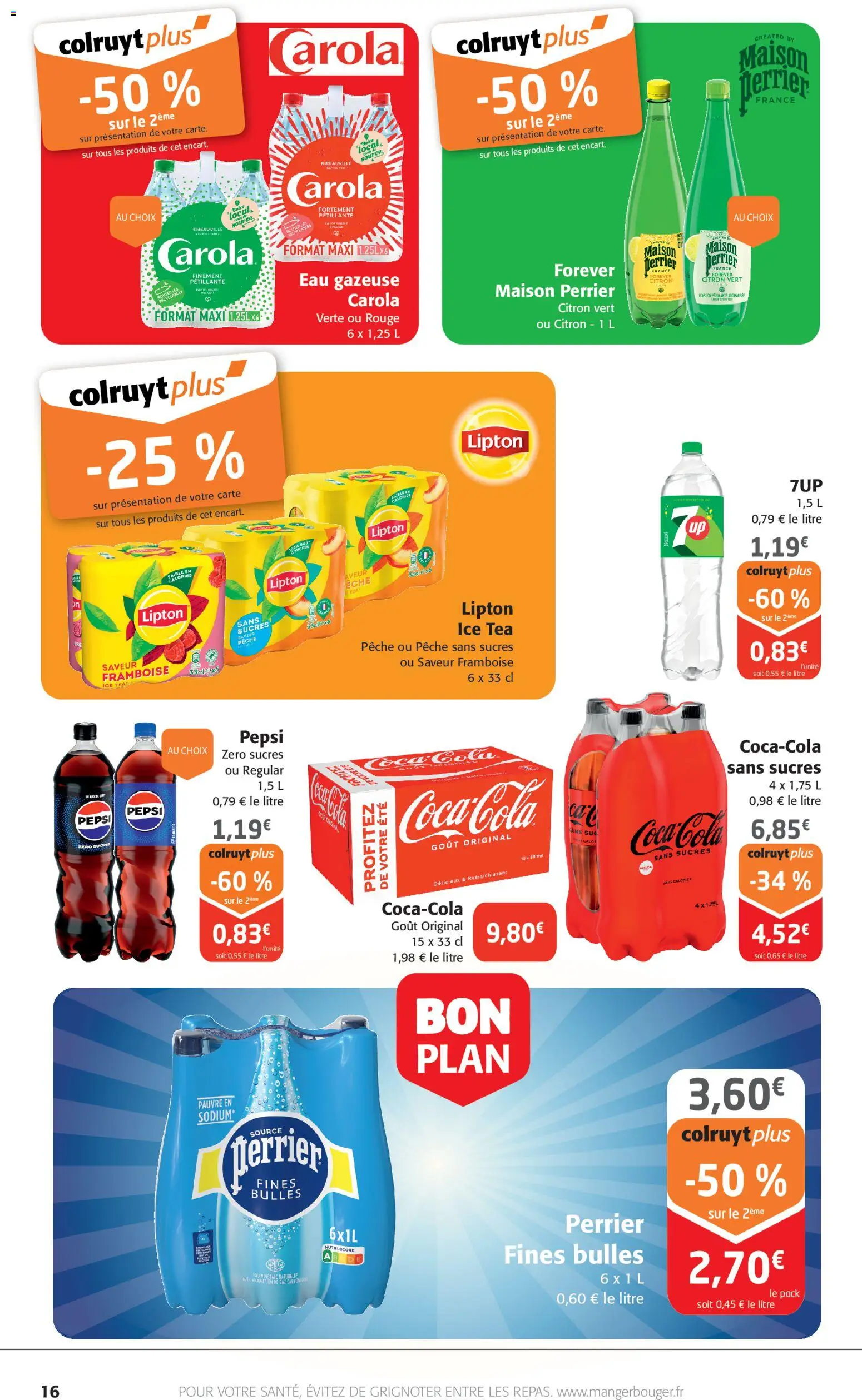 {H1} | Page: 16 | Produits: Citron, Framboise, Pêche, Eau gazeuse