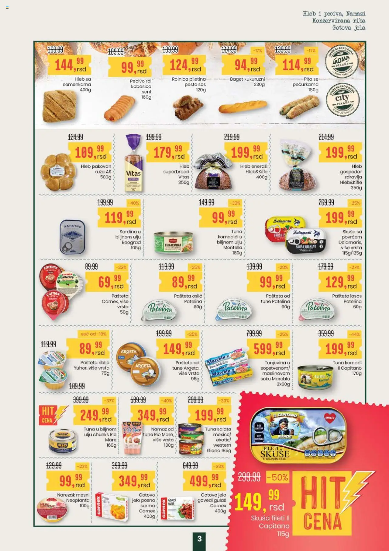 Aroma Market katalog - važi od 21.08.2025 | Strana: 3 | Proizvode: Skuša, Pecivo, Kobasica, Pašteta
