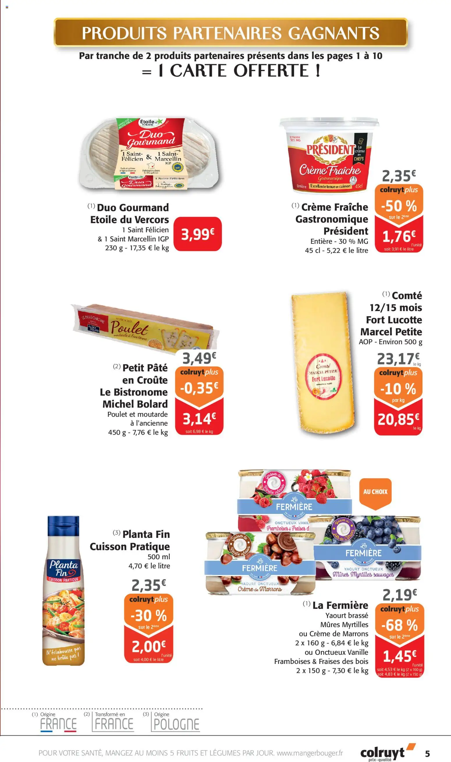 {H1} | Page: 5 | Produits: Lait, Yaourt, Moutarde, Fraises