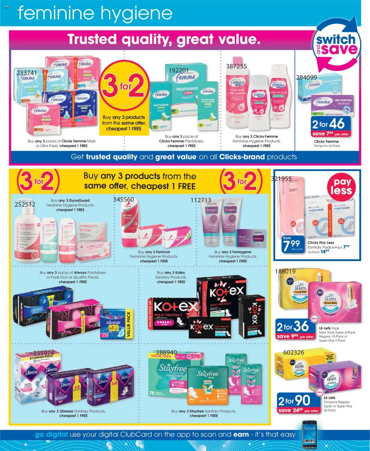 Clicks Specials │ valid from 07.08.2025 | Page: 46 | Products: Bath, Pads, Foam, Paper