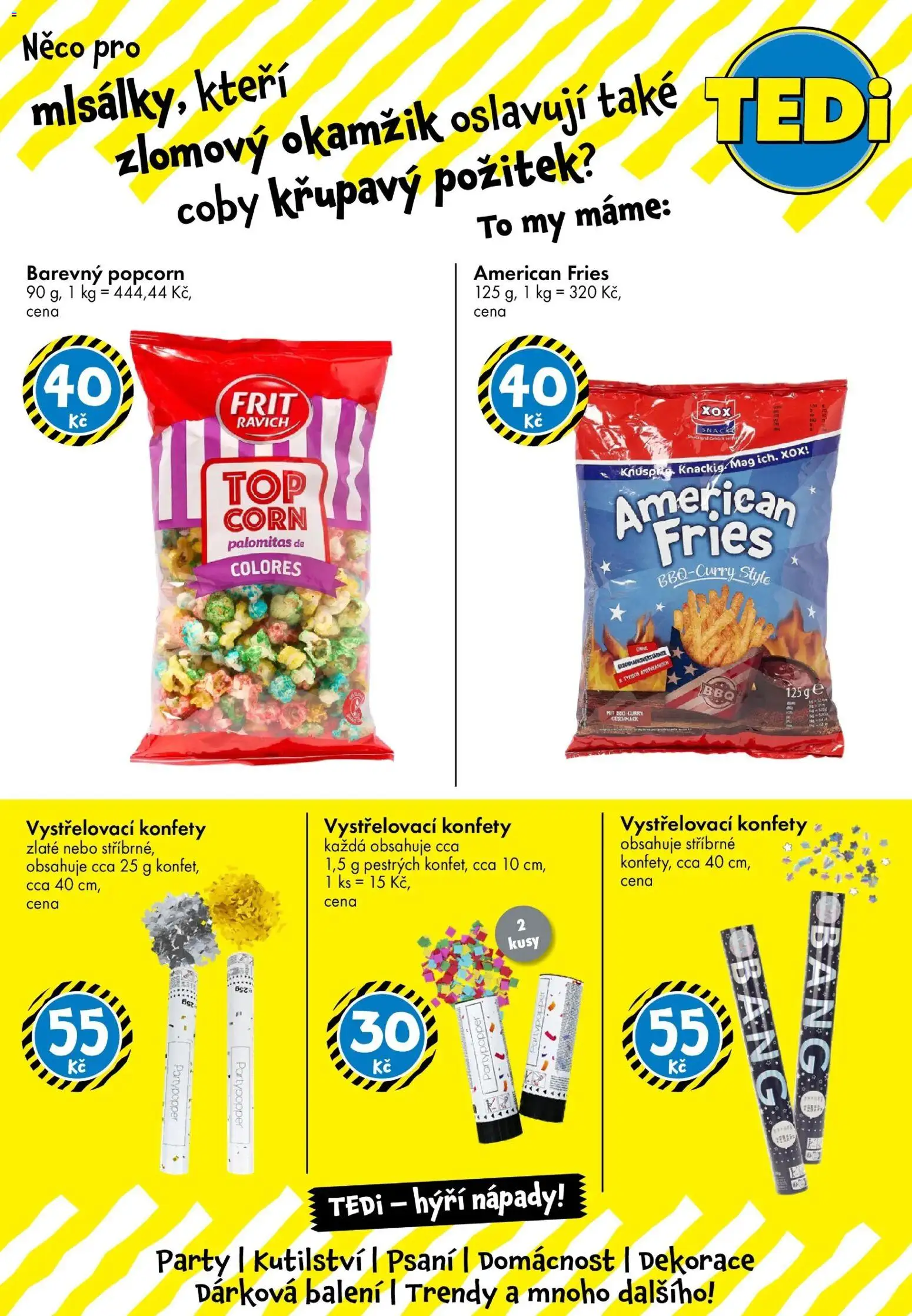 TEDi leták od 12.12.2025 | Strana: 5 | Produkty: Popcorn, Vystřelovací konfety, Konfety, Dekorace