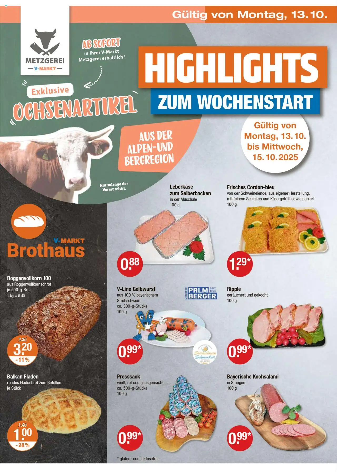 V-Markt - Schwaben / Oberbayern – gültig ab 09.10.2025 | Seite: 18 | Produkte: Käse, Schinken, Leberkase