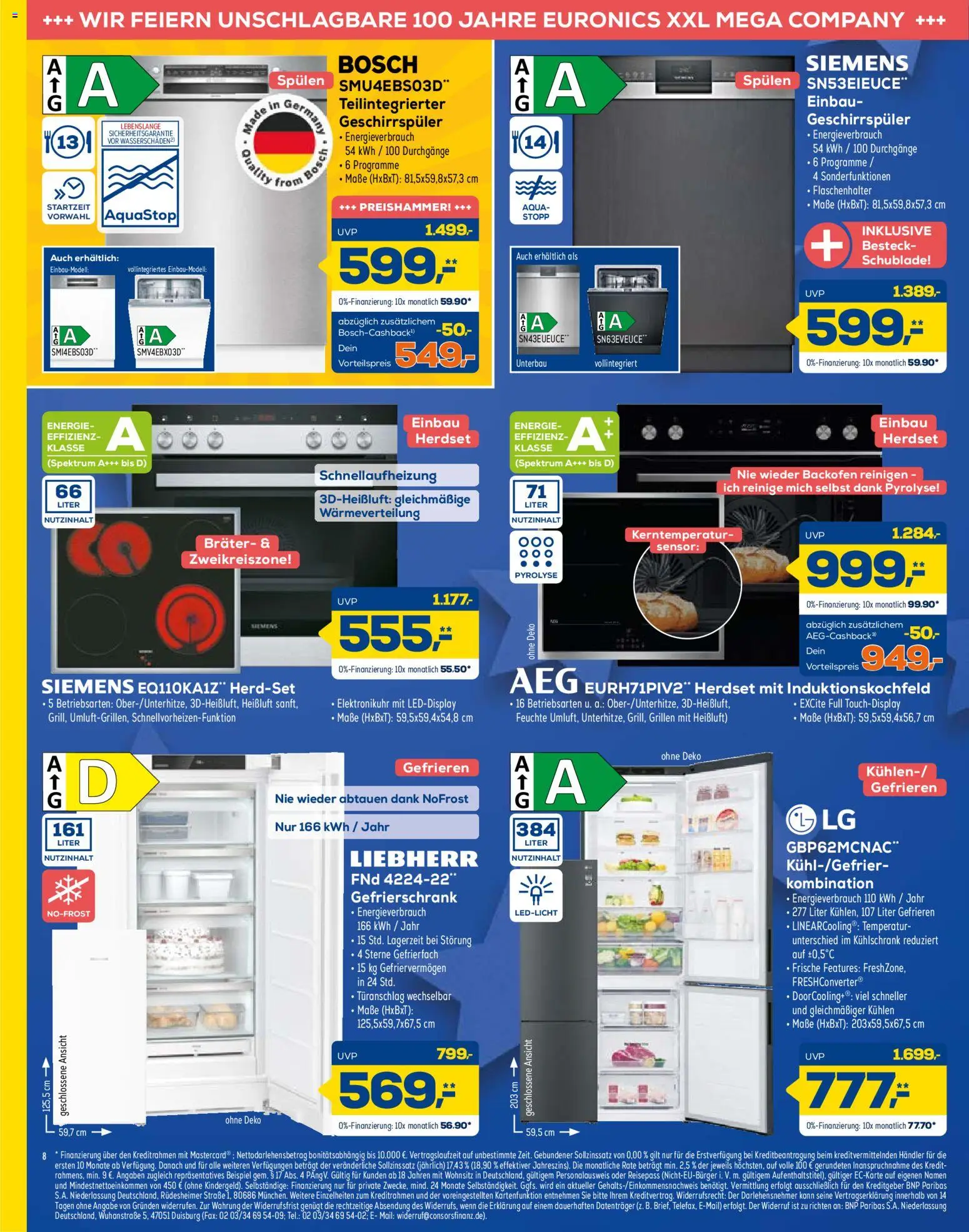 Euronics Prospekt 	 – gültig ab 10.12.2025 | Seite: 8 | Produkte: Bosch, Gefrierschrank, Geschirrspüler, Backofen