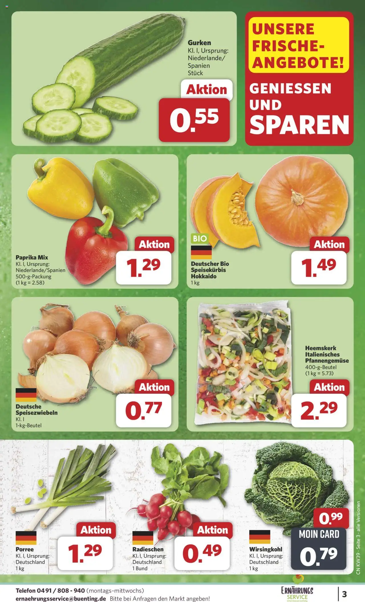 Combi Prospekt 	 – gültig ab 22.09.2025 | Seite: 3 | Produkte: Paprika, Gurken, Telefon