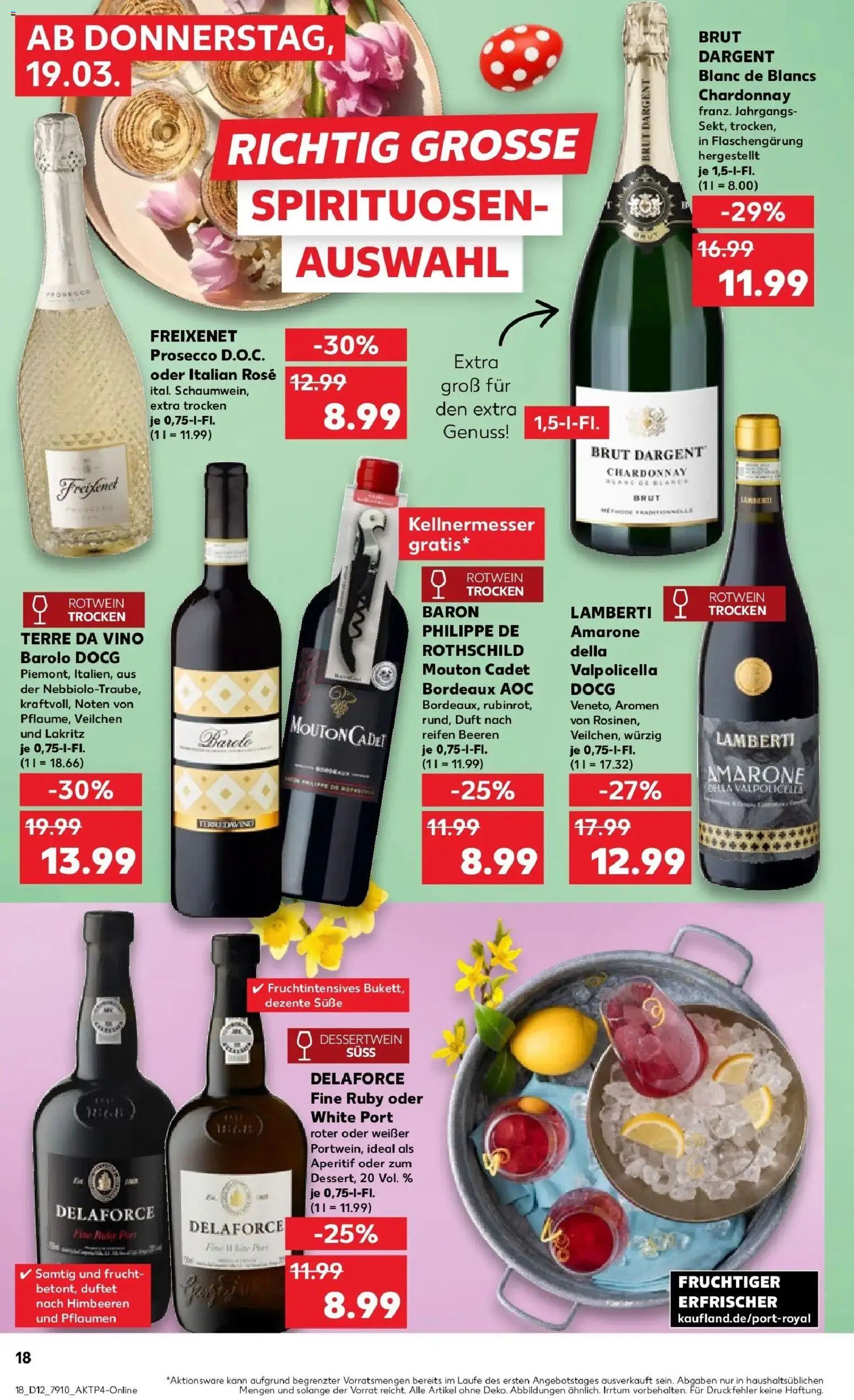 Kaufland Prospekt Nördlingen	 – gültig ab 19.03.2026 | Seite: 18 | Produkte: Himbeeren, Rotwein trocken, Prosecco, Brut dargent