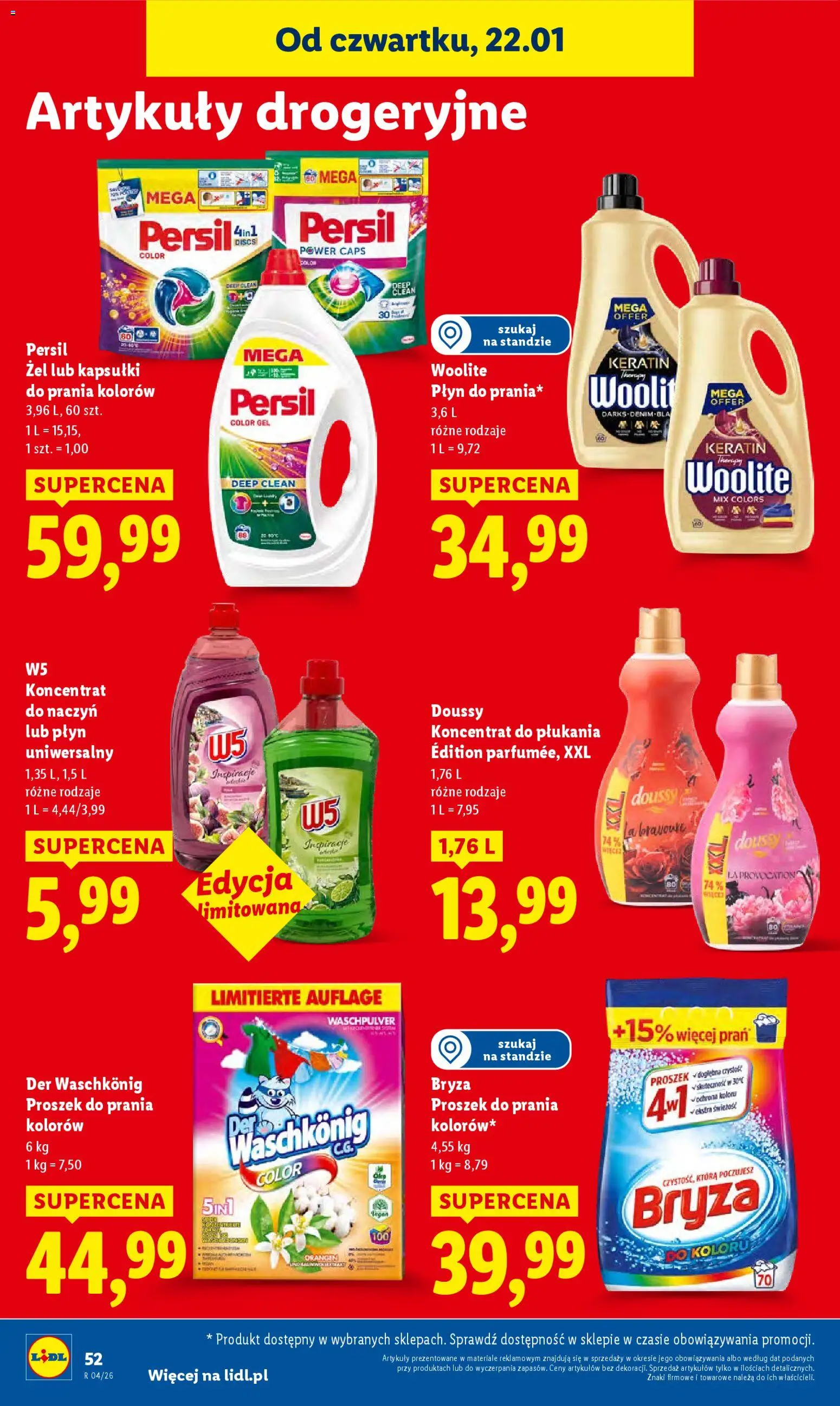 Lidl Gazetka od 22.01.2026 | Strona: 52 | Produkty: Persil, Kapsułki do prania, Proszek do prania