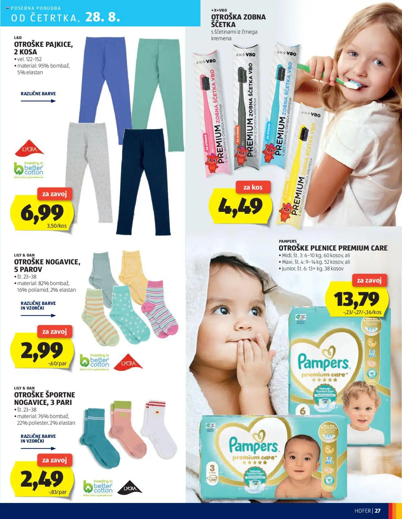 Hofer katalog │ velja od 21.08.2025 | Stran: 27 | Izdelki: Plenice, Kos, Zobna scetka