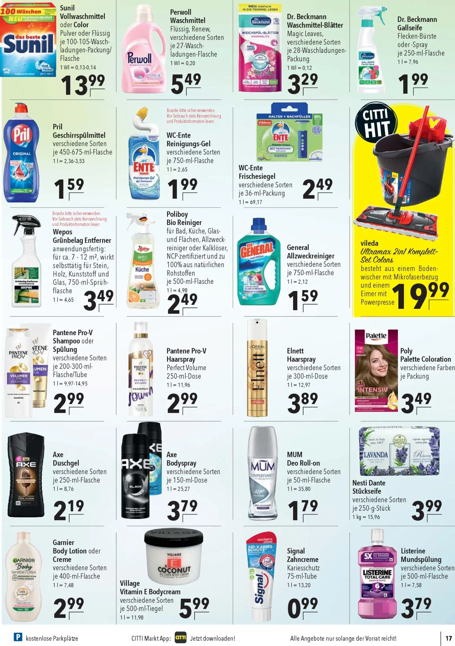 CITTI Markt Prospekt 	 – gültig ab 15.04.2026 | Seite: 17 | Produkte: Haarspray, Body Lotion, Body Cream, Ente