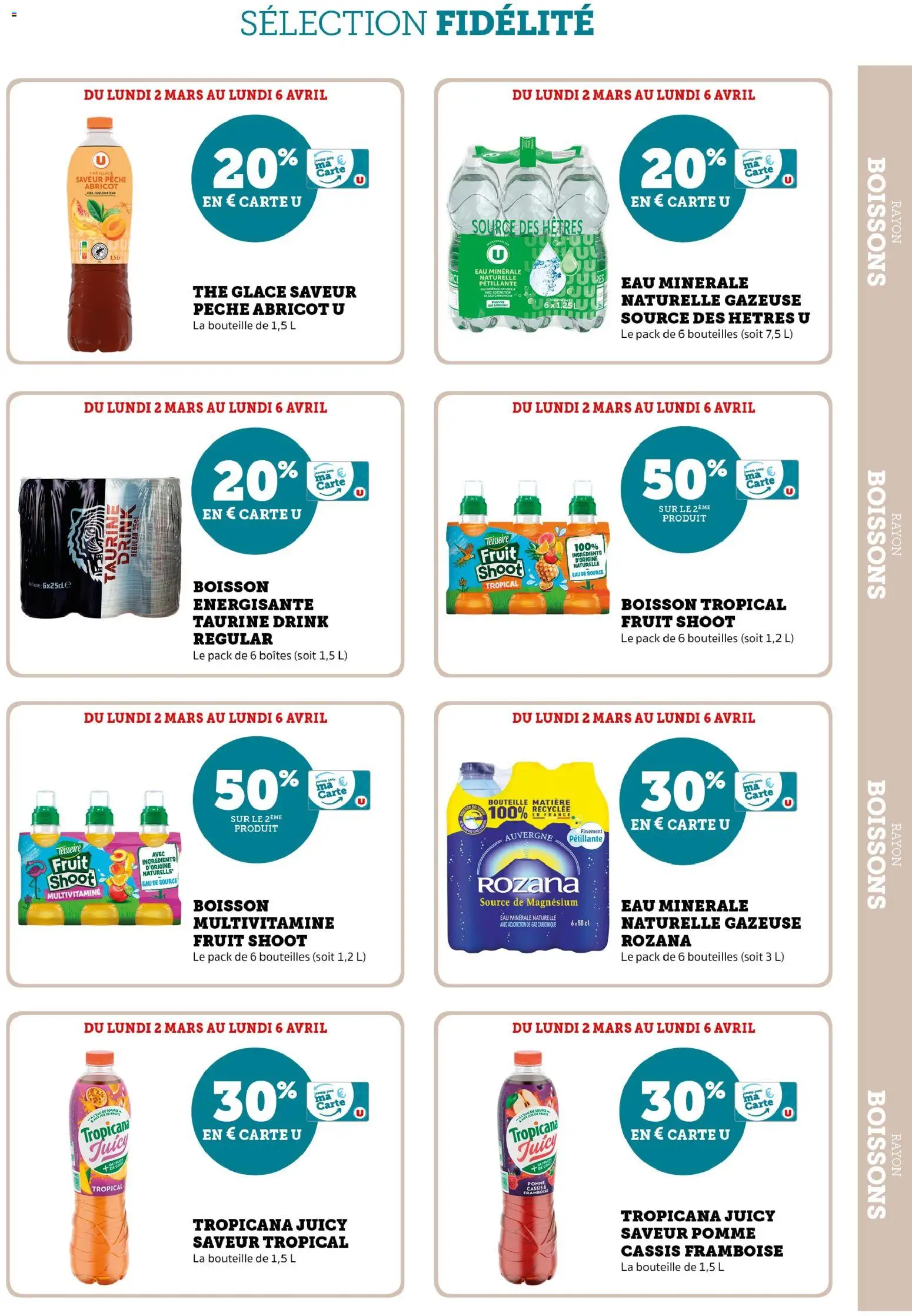 {H1} | Page: 15 | Produits: Eau minérale, Framboise, Pêche, Eau de source