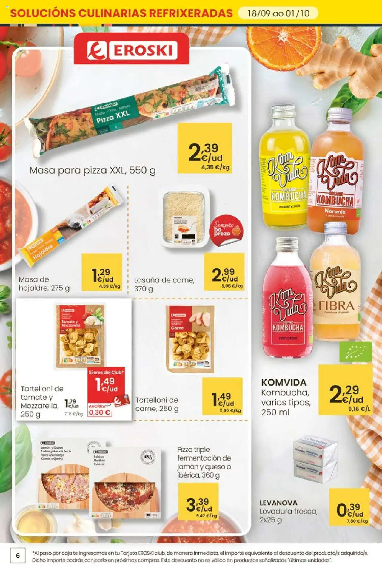 Eroski - Ofertón Center │ válido desde el 18.09.2025 | Página: 6 | Productos: Queso, Jamón, Pizza, Caja