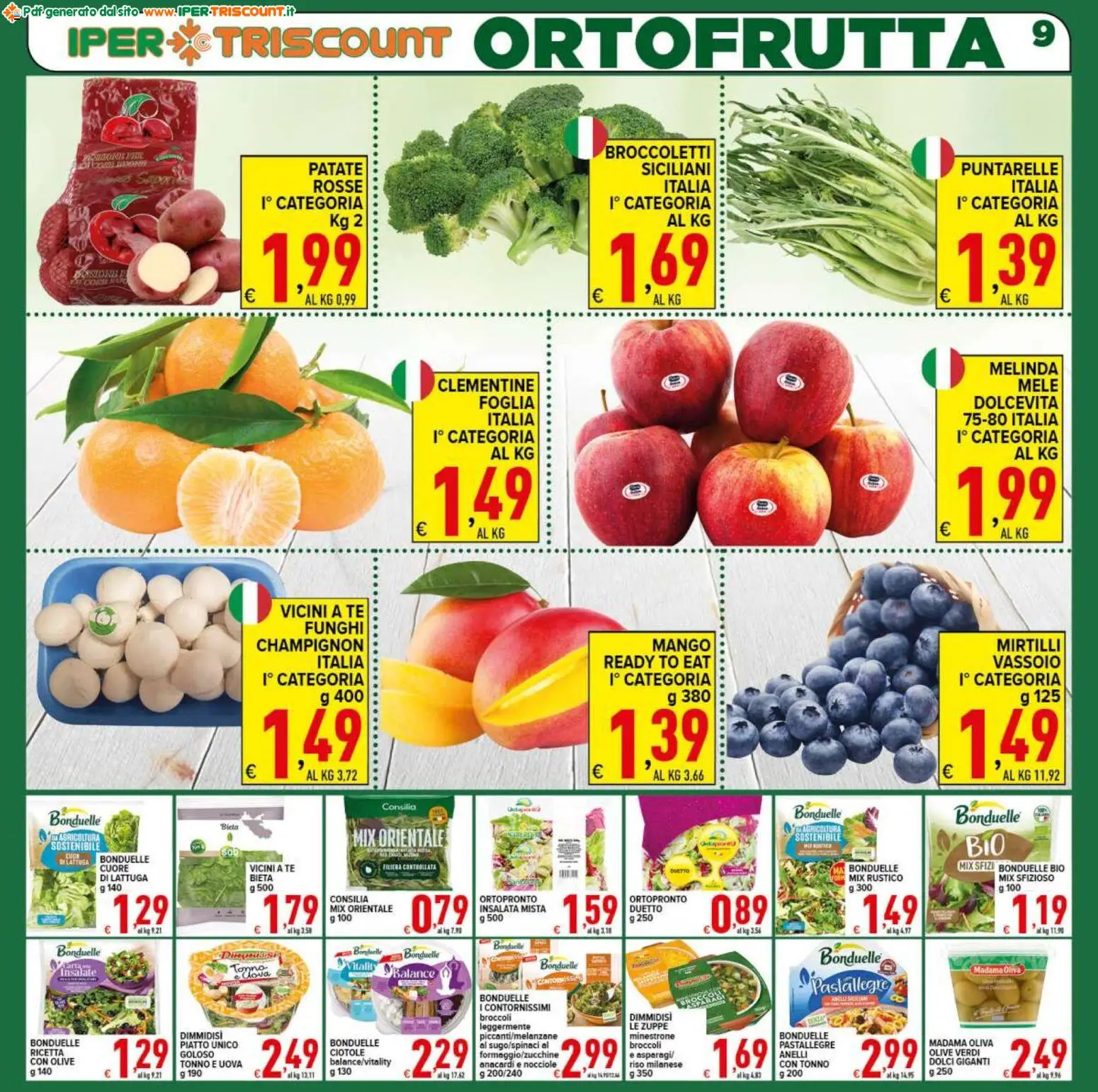 Volantino Ipertriscount del 18.11.2025 | Pagina: 9 | Prodotti: Tè, Broccoletti, Broccoli, Lattuga