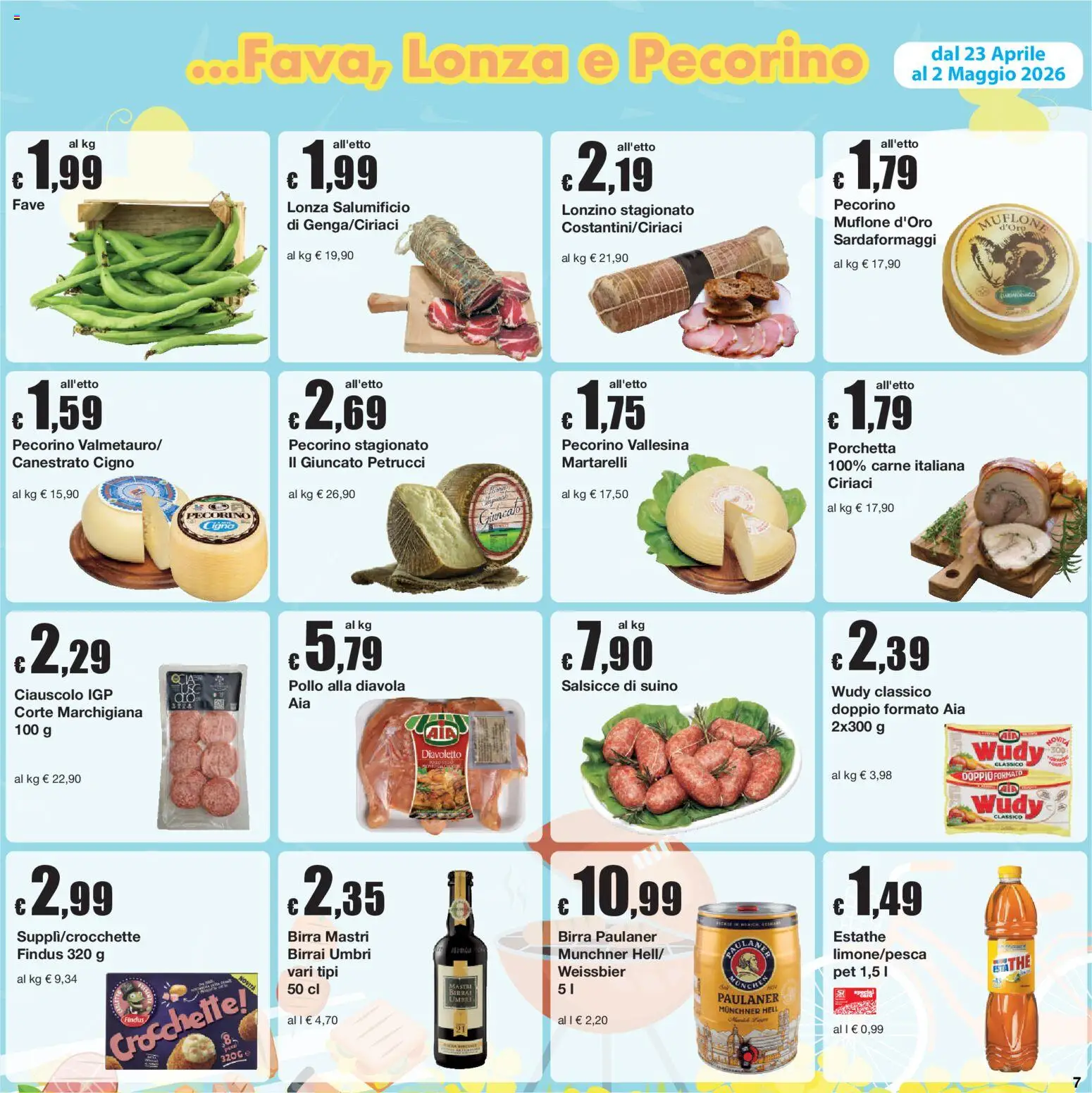 Volantino Sì con Te del 23.04.2026 | Pagina: 7 | Prodotti: Porchetta, Birra, Crocchette, Pecorino
