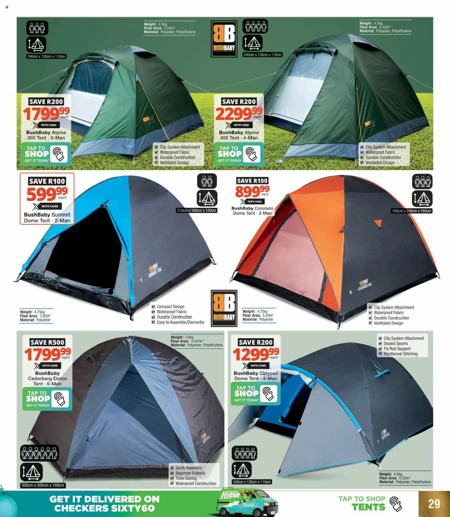 New Checkers catalogue – valid from 01.12.2025 | Page: 29 | Products: Tent, Tap