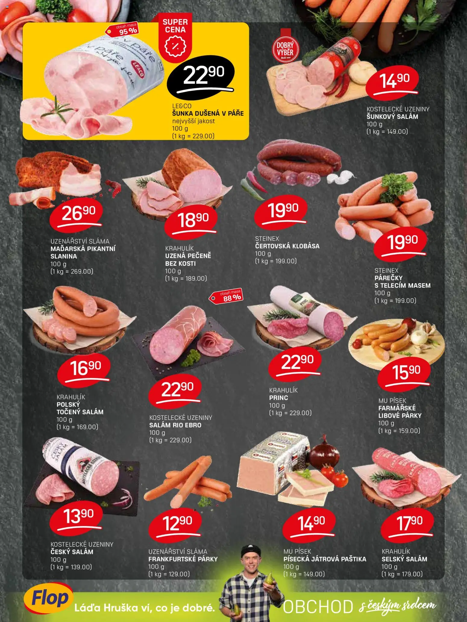 Flop leták od 07.01.2026 | Strana: 2 | Produkty: Šunka, Uzeniny, Slanina, Paštika